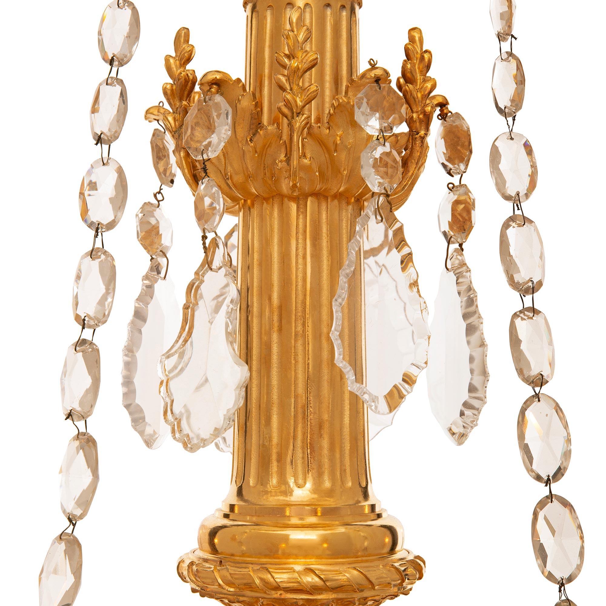 19th Century French 19th century Louis XVI st. Ormolu and Baccarat Crystal chandelier For Sale