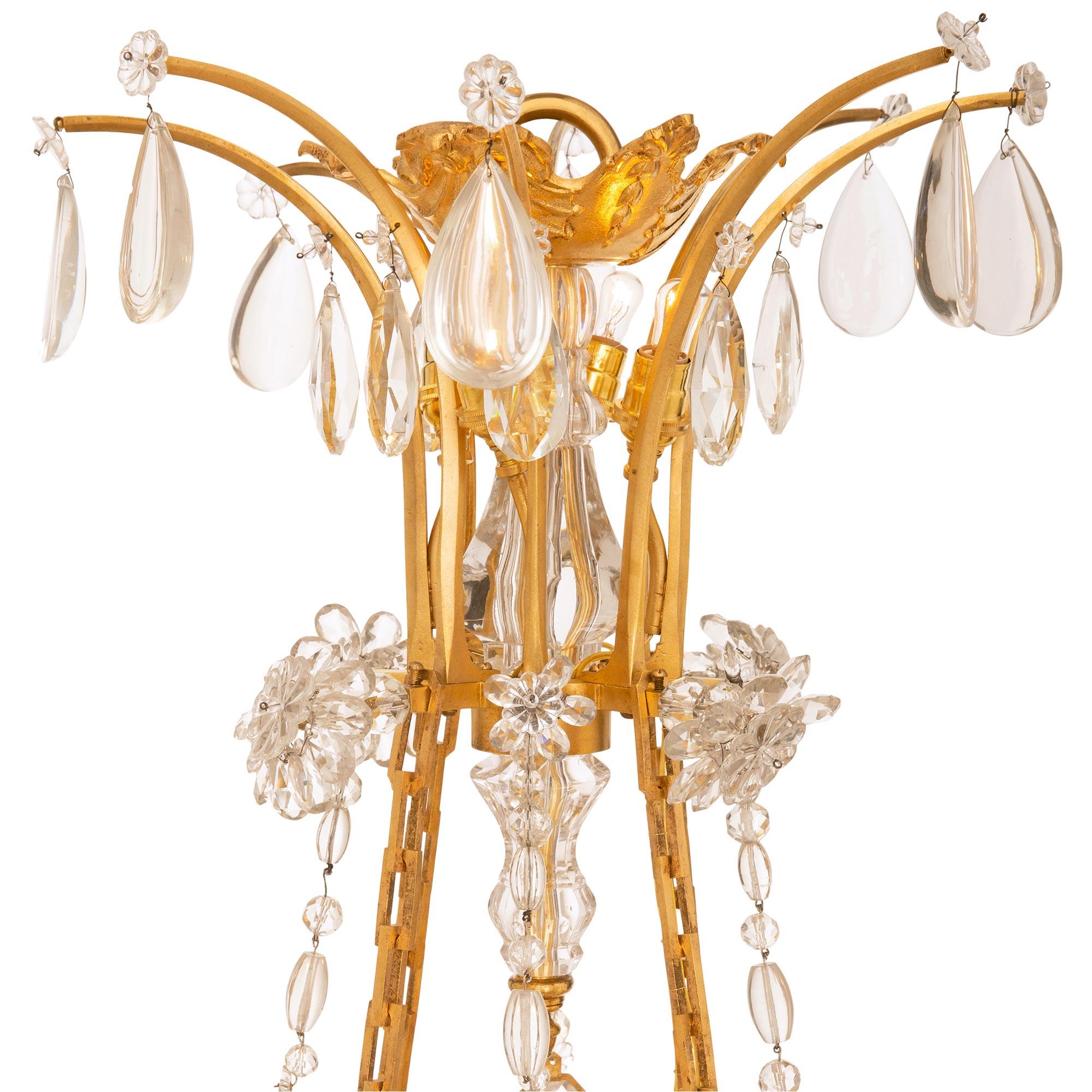 19th Century French 19th century Louis XVI st. Ormolu and Baccarat Crystal chandelier For Sale