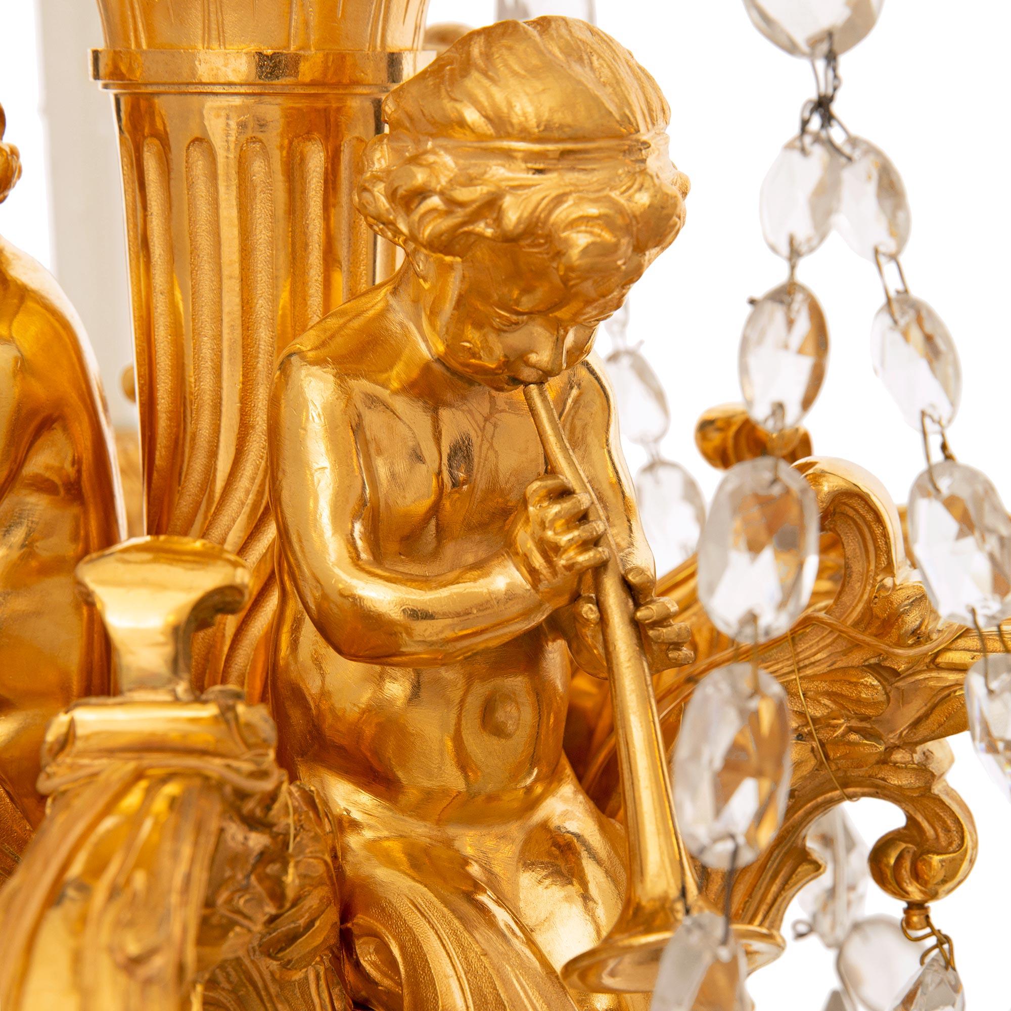 French 19th century Louis XVI st. Ormolu and Baccarat Crystal chandelier For Sale 1
