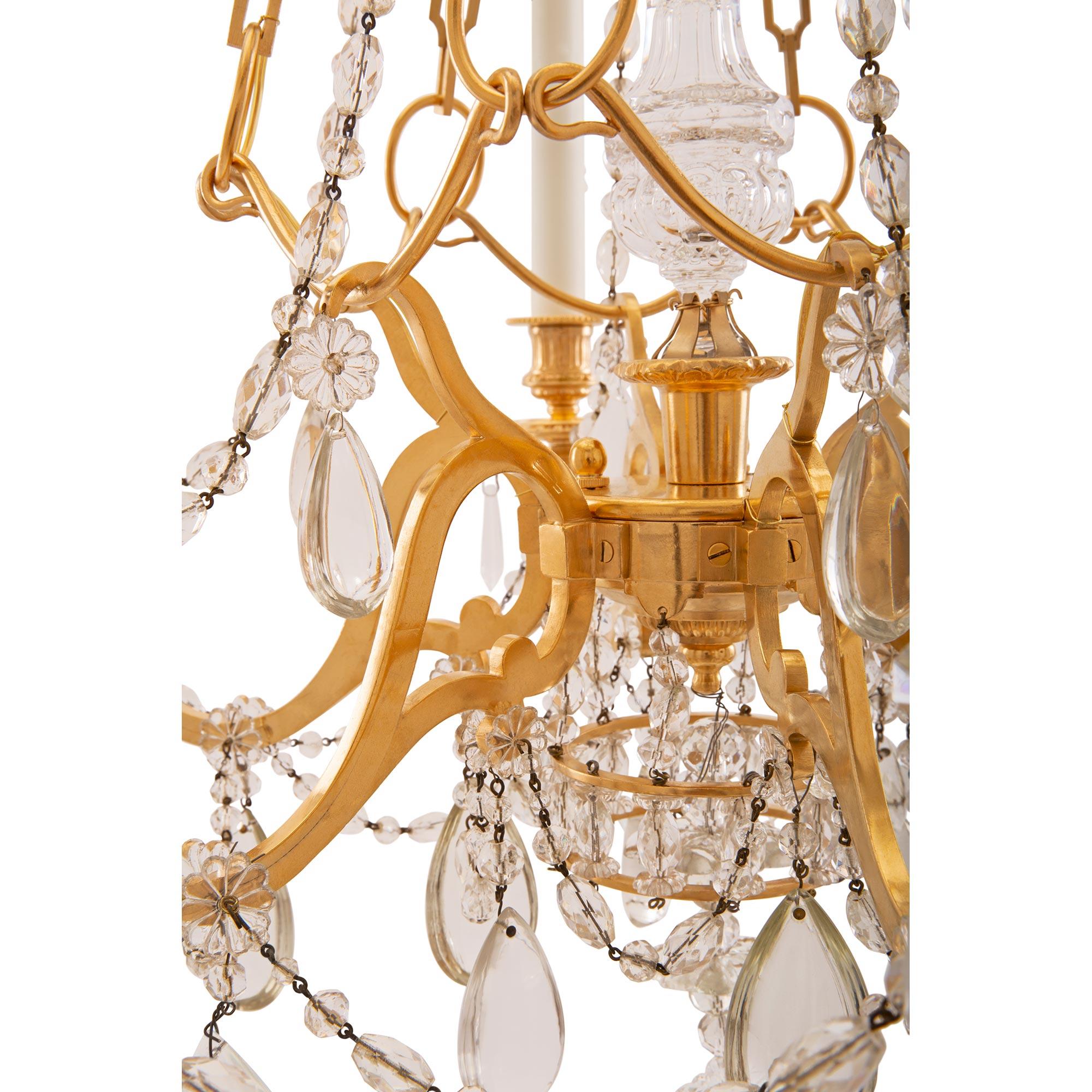 French 19th Century Louis XVI St. Ormolu and Baccarat Crystal Chandelier For Sale 3