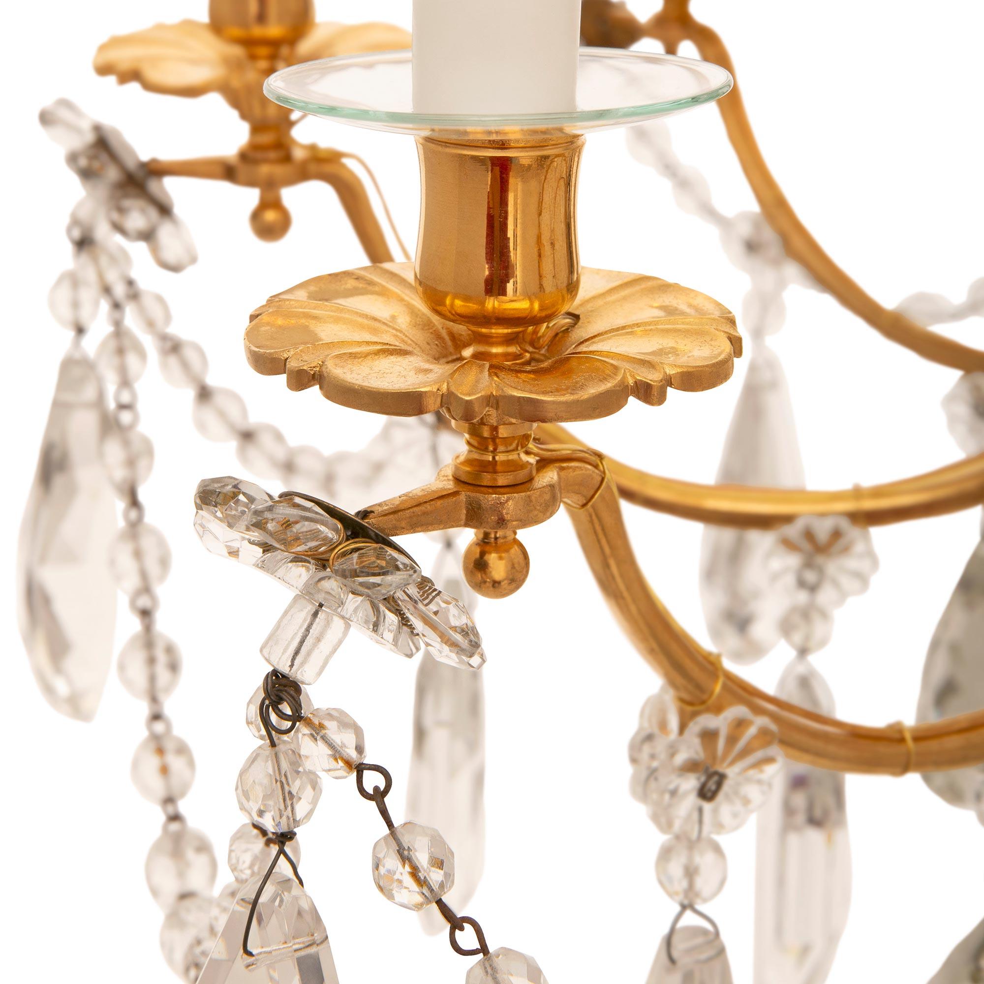 French 19th century Louis XVI st. Ormolu and Baccarat Crystal chandelier For Sale 2