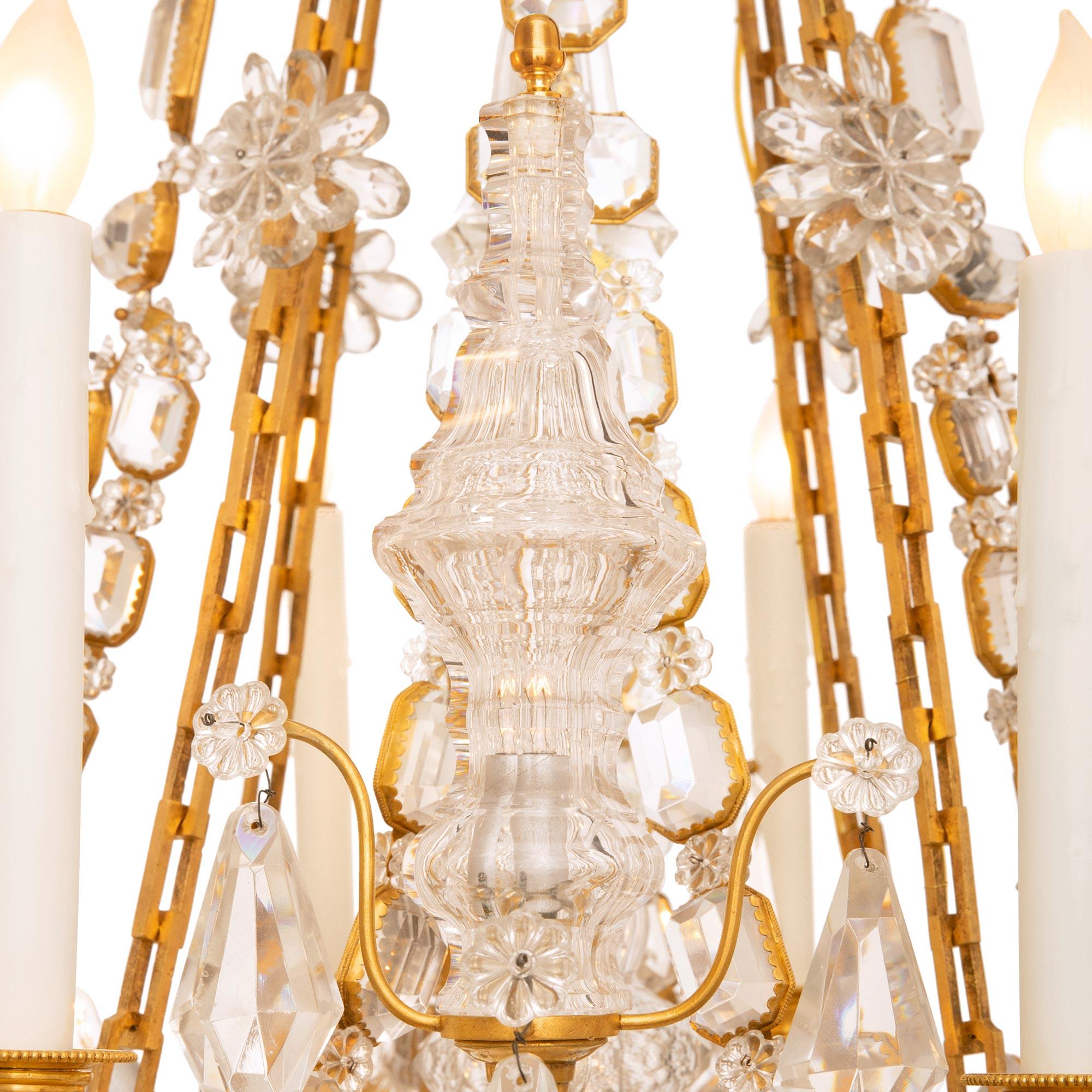 French 19th century Louis XVI st. Ormolu and Baccarat Crystal chandelier For Sale 2