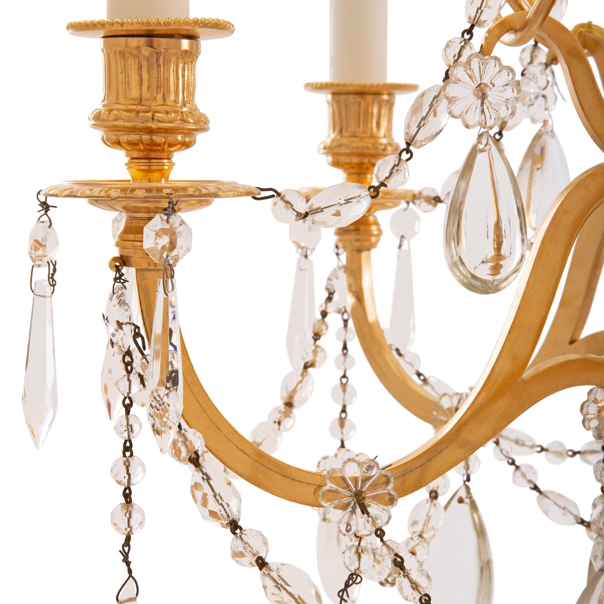 French 19th Century Louis XVI St. Ormolu and Baccarat Crystal Chandelier For Sale 4
