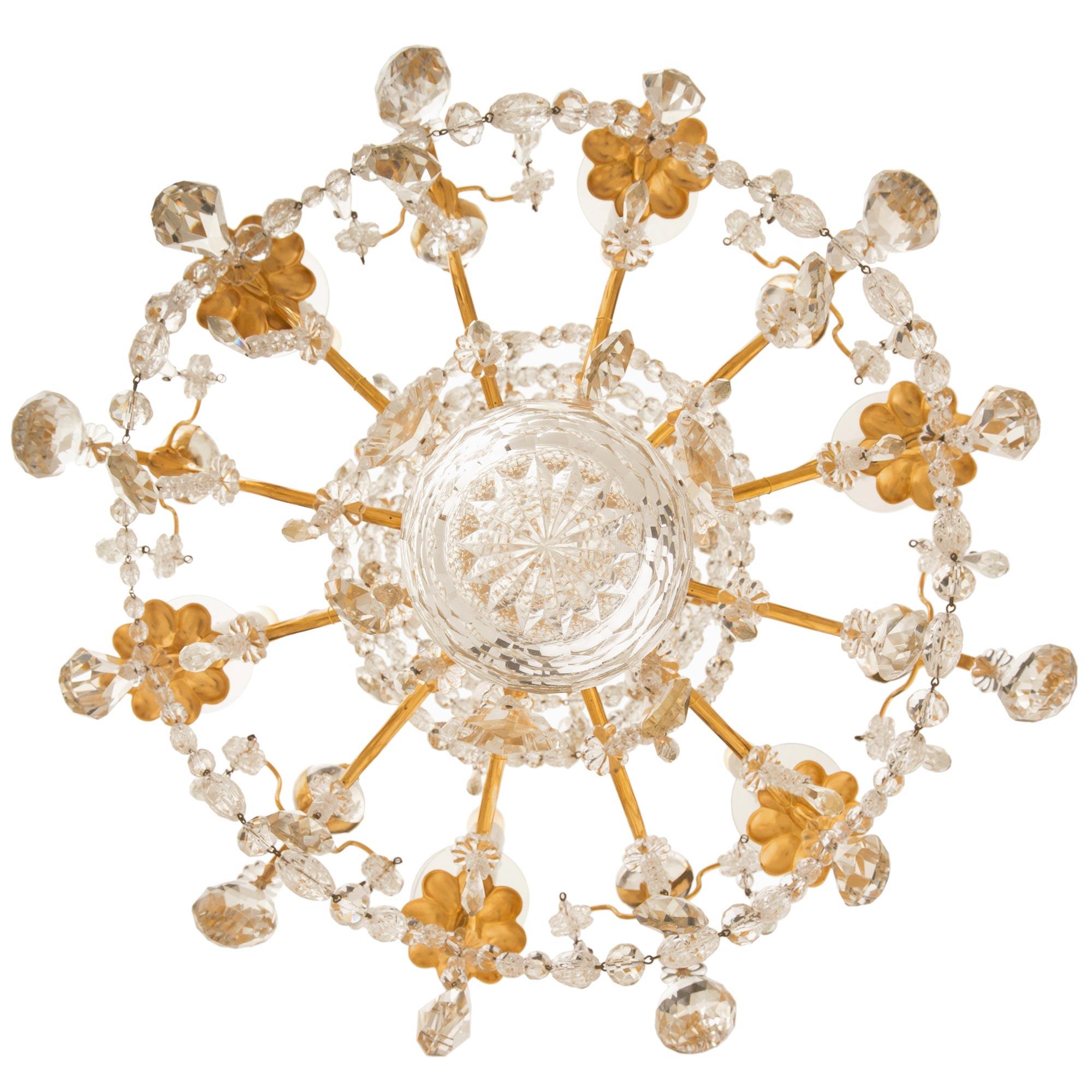 French 19th Century Louis XVI St. Ormolu And Baccarat Crystal Chandelier For Sale 4