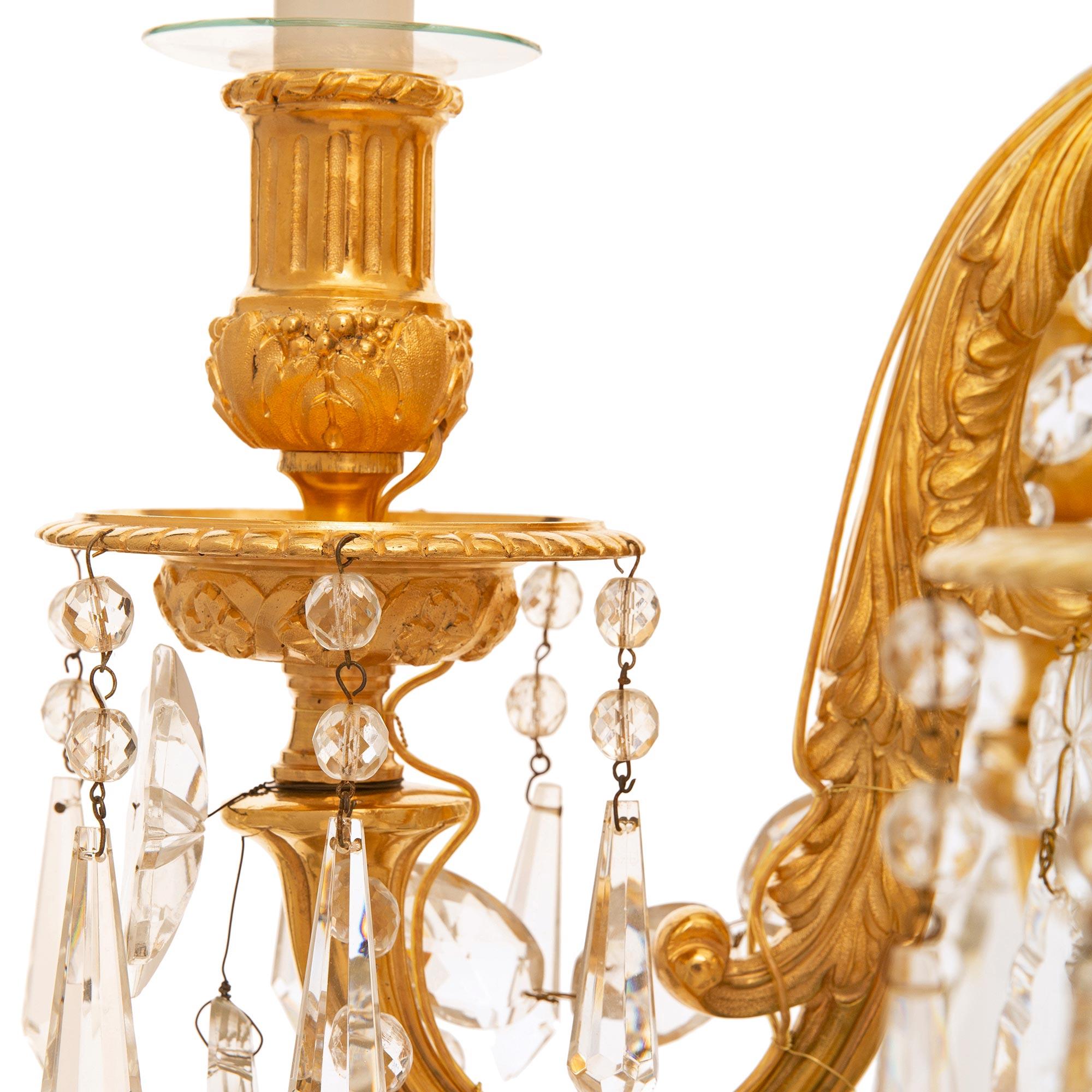 French 19th century Louis XVI st. Ormolu and Baccarat Crystal chandelier For Sale 3