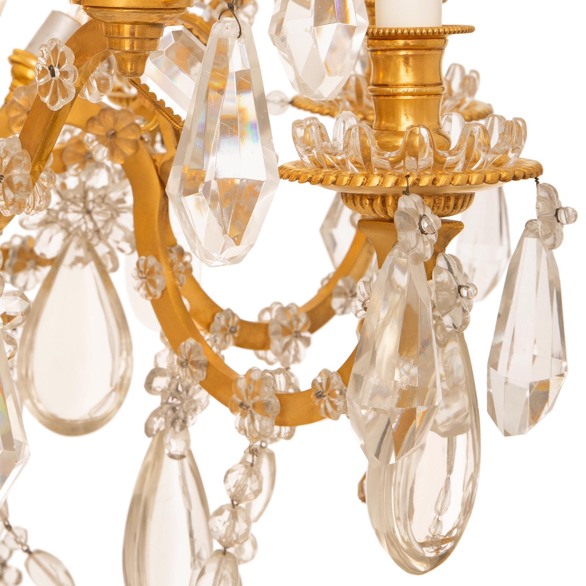 French 19th century Louis XVI st. Ormolu and Baccarat Crystal chandelier For Sale 3