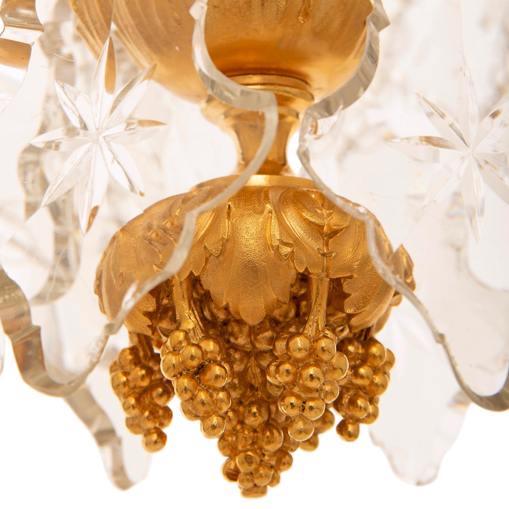 French 19th century Louis XVI st. Ormolu and Baccarat Crystal chandelier For Sale 4
