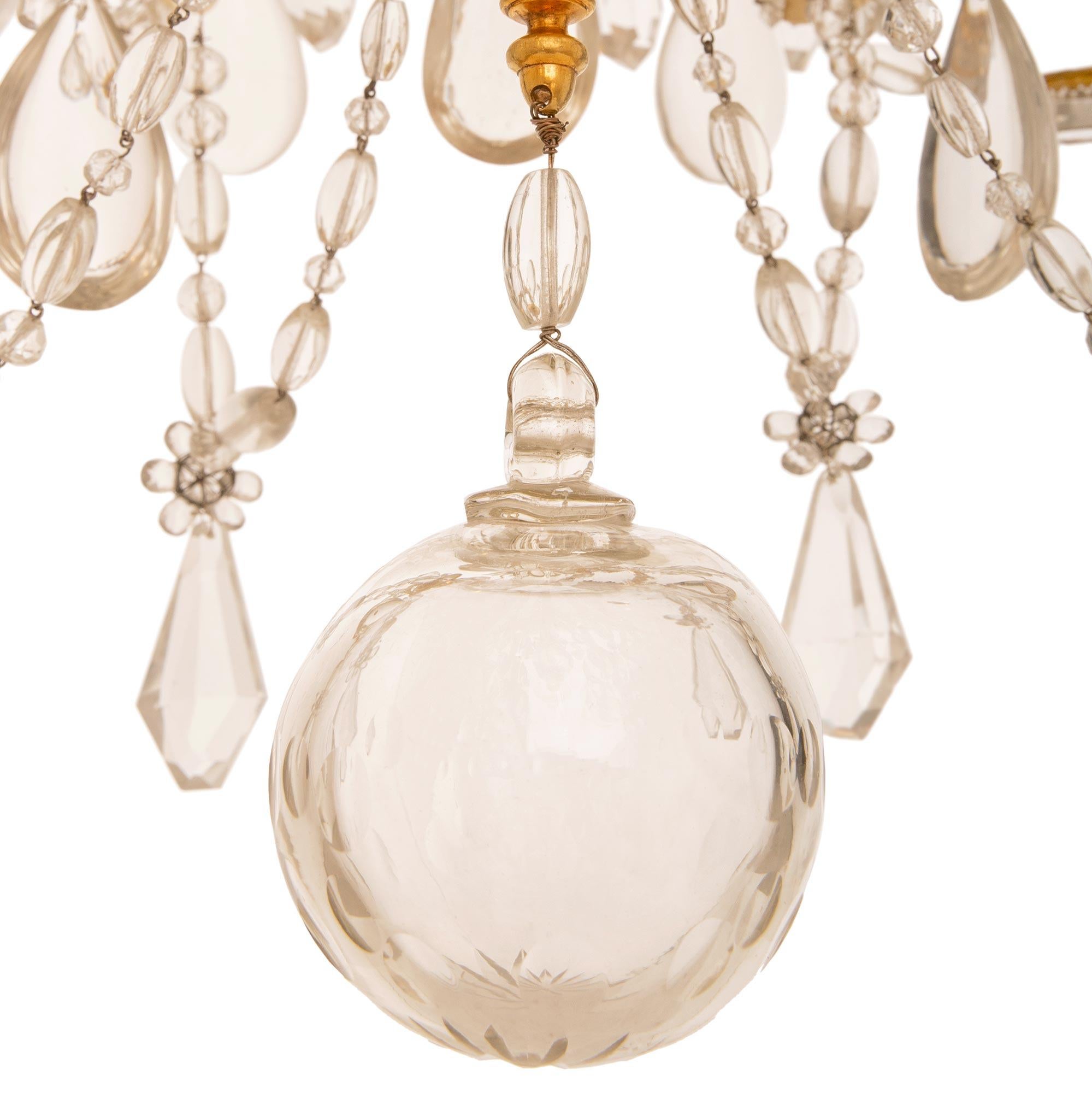 French 19th century Louis XVI st. Ormolu and Baccarat Crystal chandelier For Sale 4
