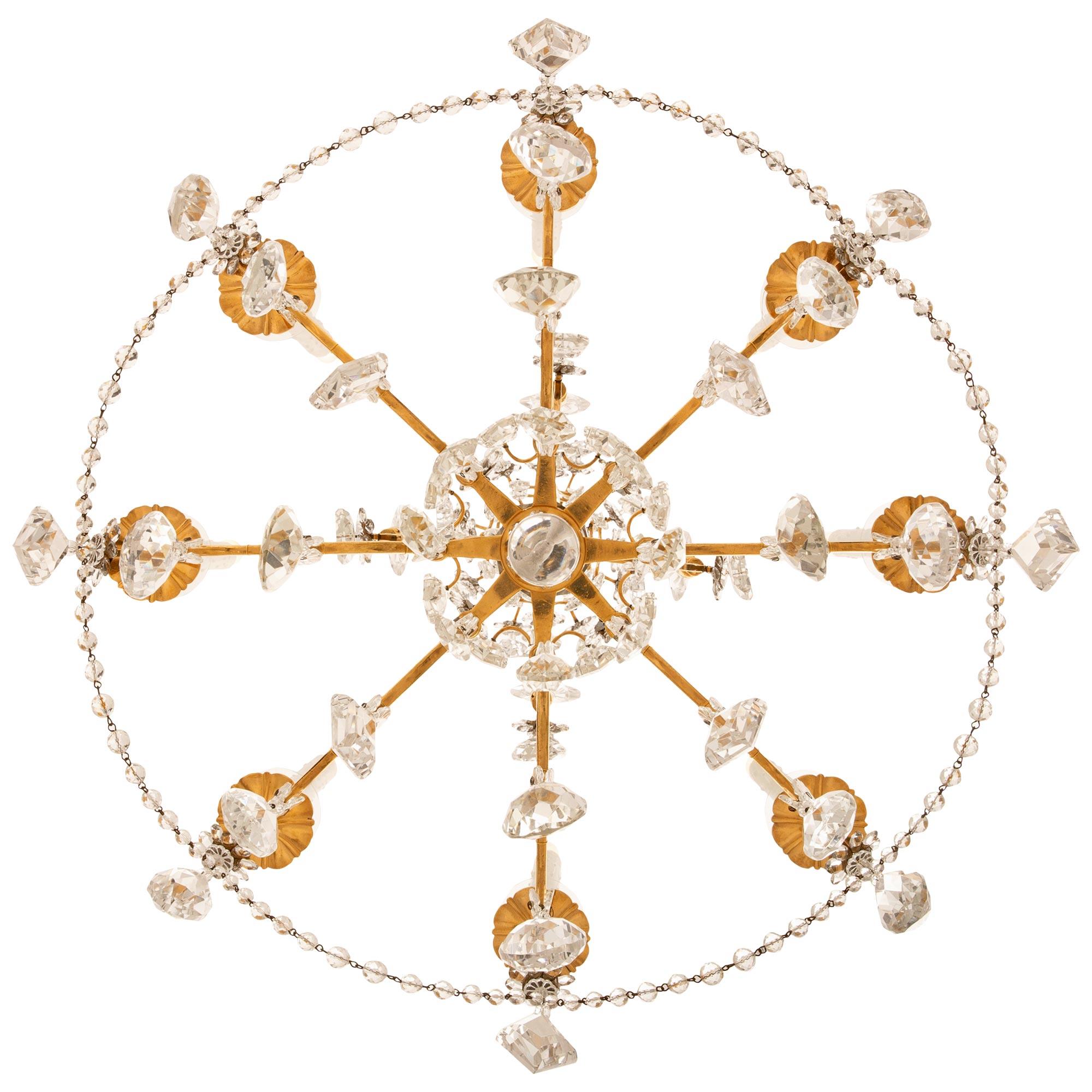 French 19th century Louis XVI st. Ormolu and Baccarat Crystal chandelier For Sale 5
