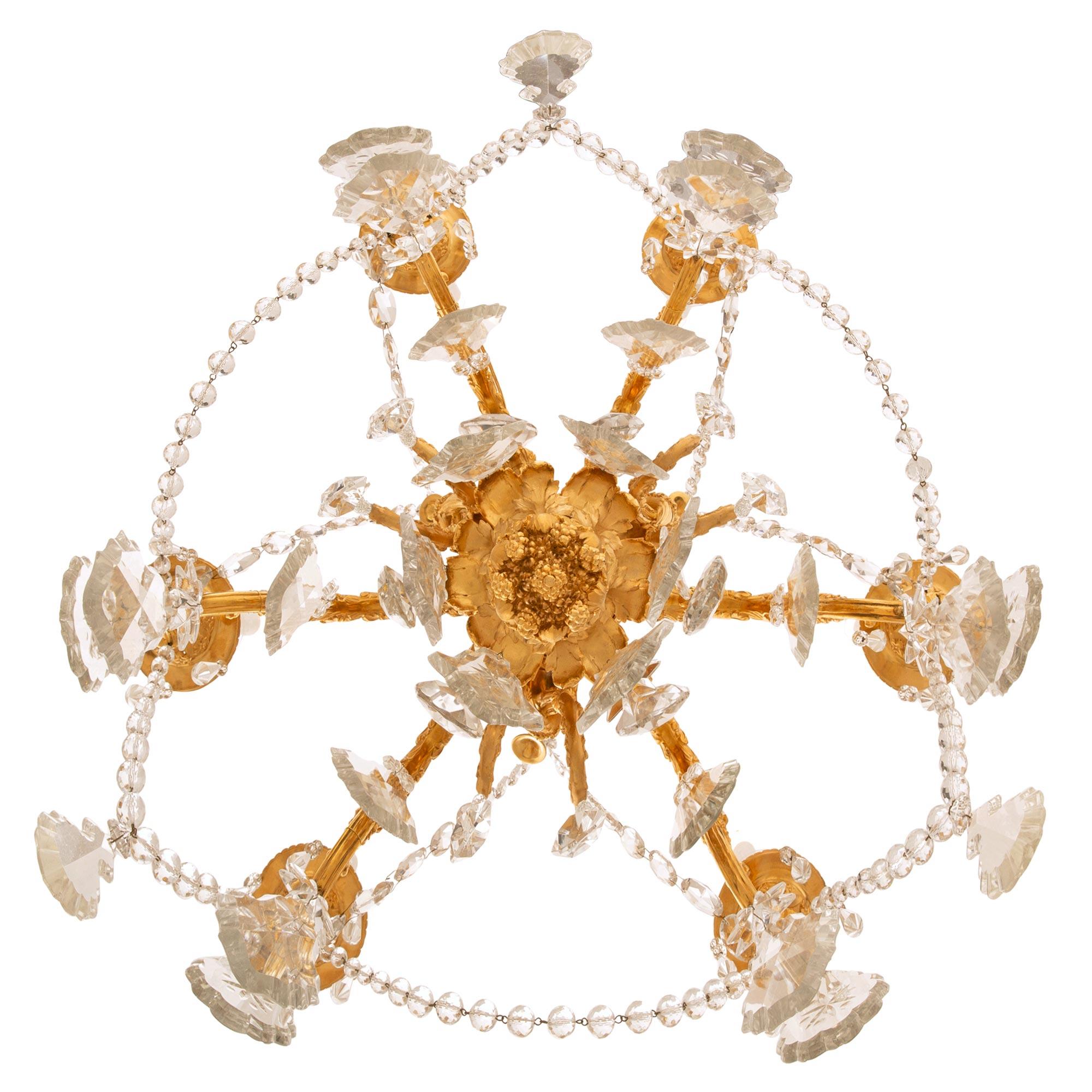 French 19th century Louis XVI st. Ormolu and Baccarat Crystal chandelier For Sale 5
