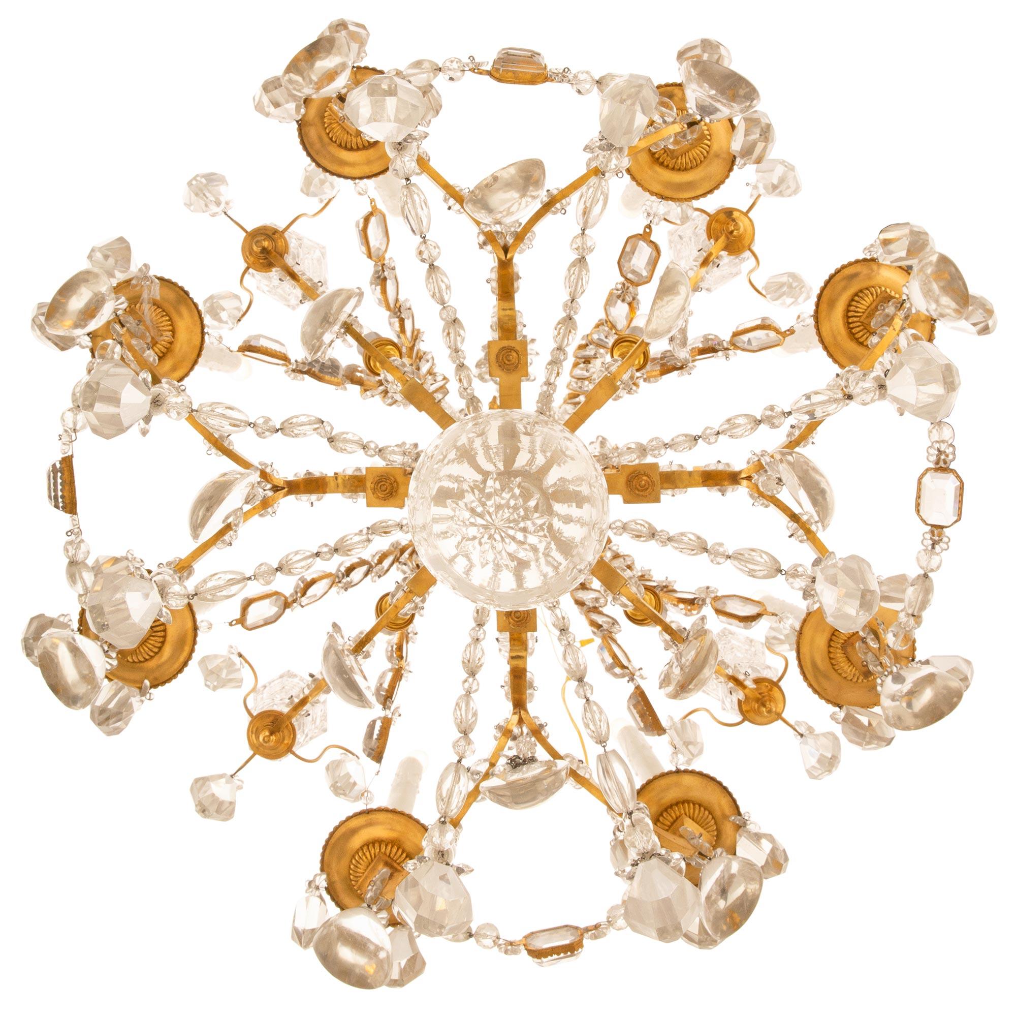 French 19th century Louis XVI st. Ormolu and Baccarat Crystal chandelier For Sale 5