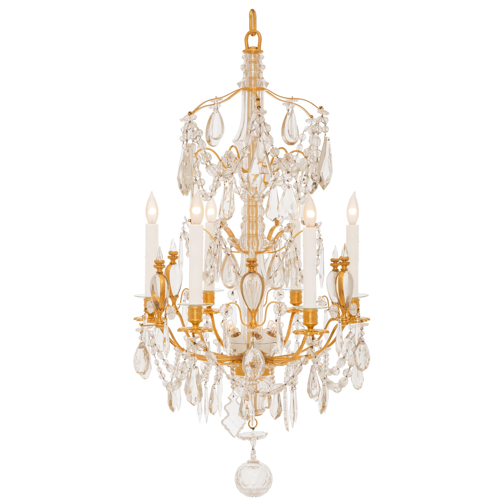 French 19th Century Louis XVI St. Ormolu And Baccarat Crystal Chandelier For Sale