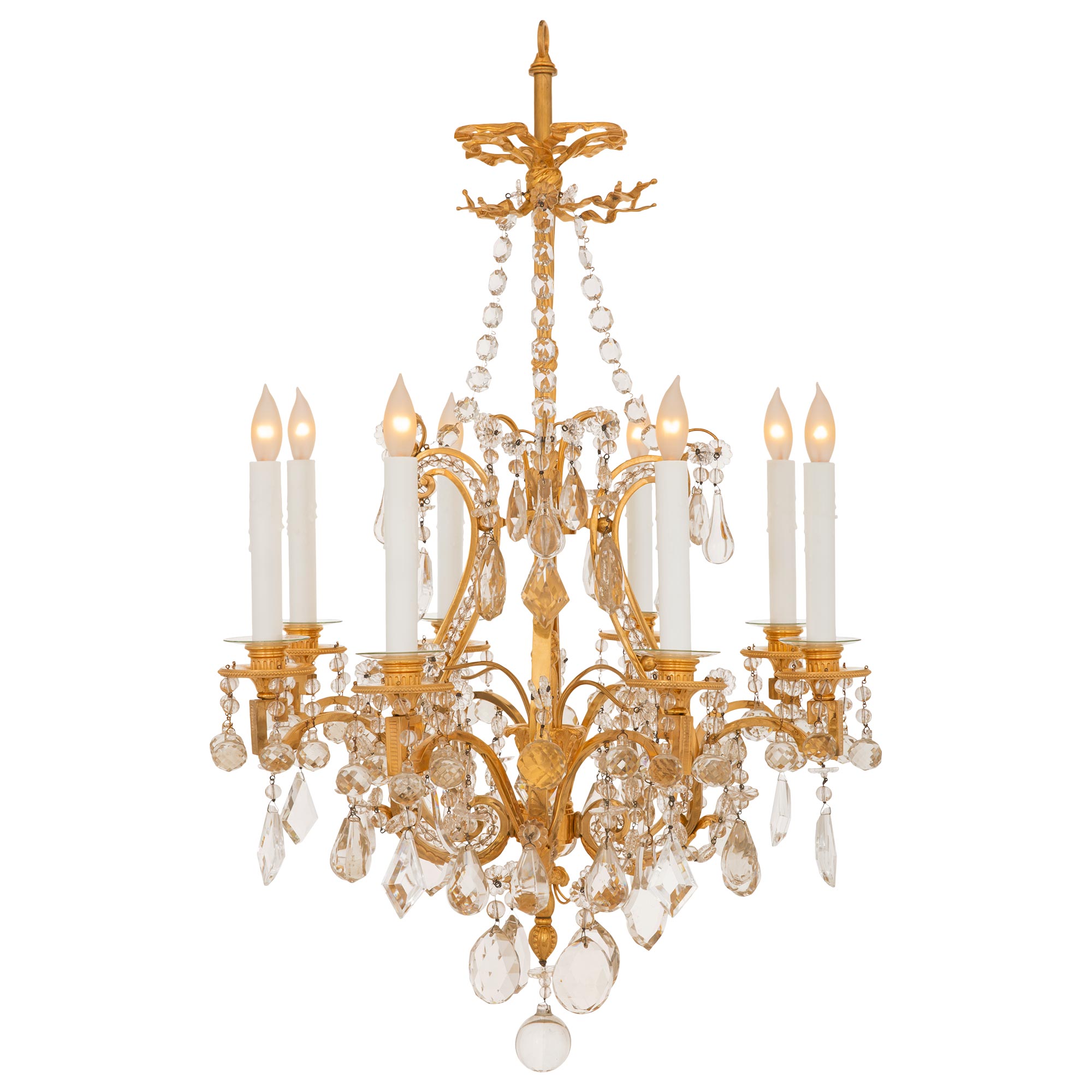 French 19th Century Louis XVI St. Ormolu and Baccarat Crystal Chandelier For Sale