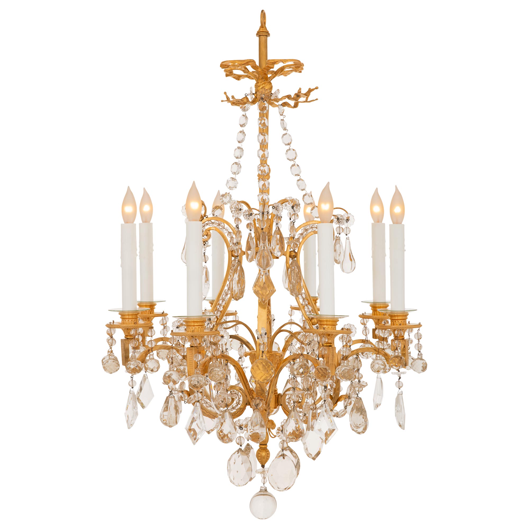 French 19th Century Louis XVI St. Ormolu and Baccarat Crystal Chandelier