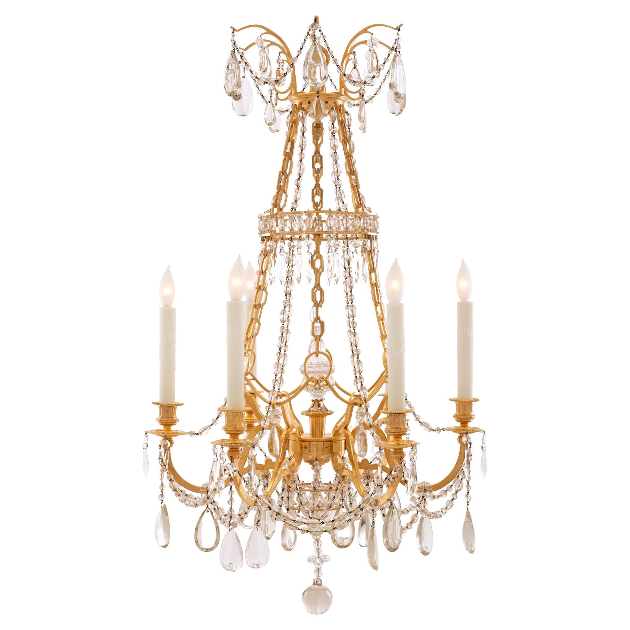 French 19th Century Louis XVI St. Ormolu and Baccarat Crystal Chandelier For Sale