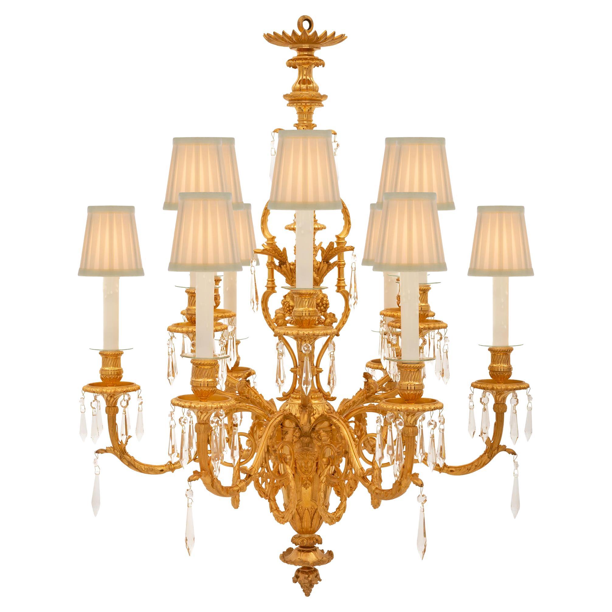 French 19th Century Louis XVI St. Ormolu And Baccarat Crystal Chandelier For Sale