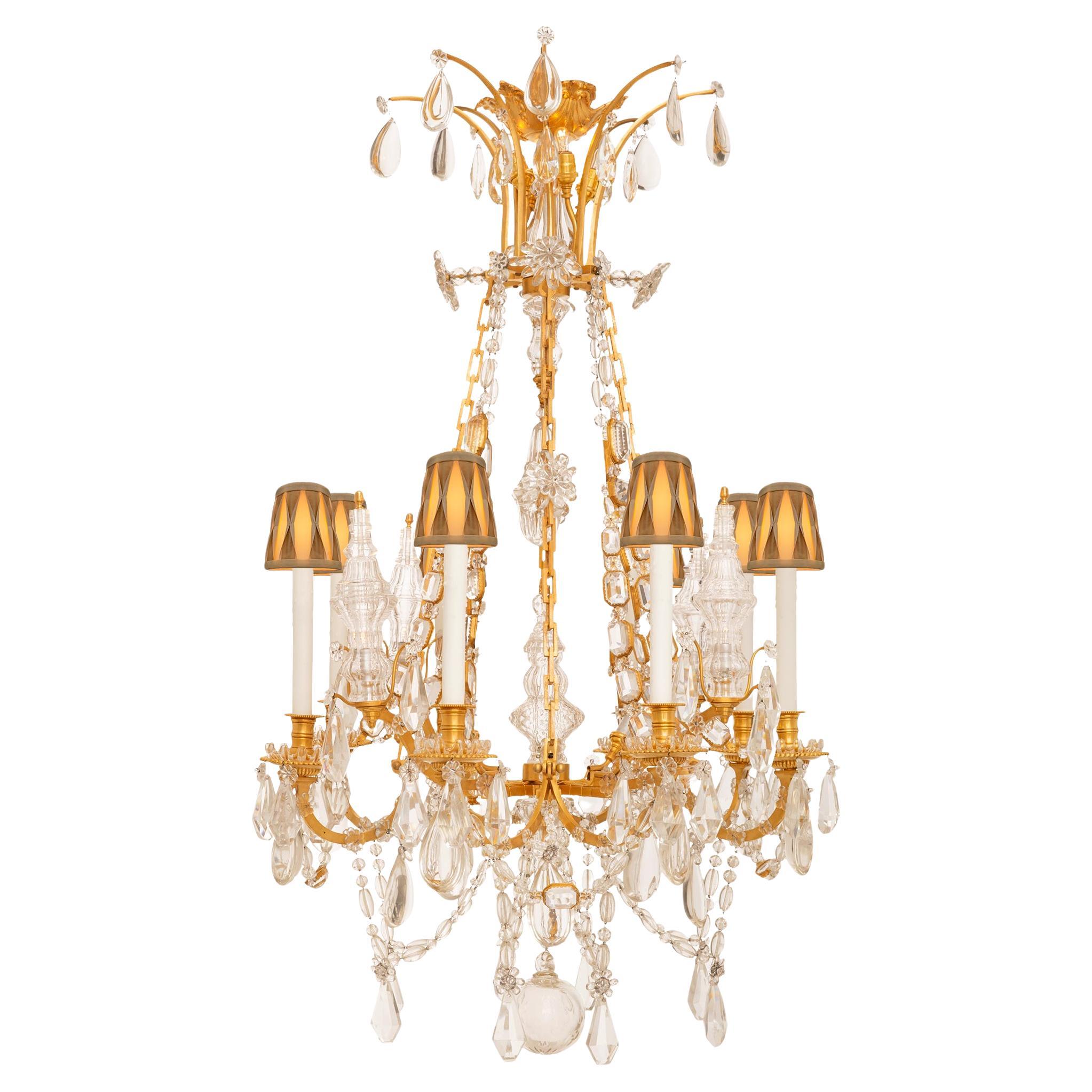 French 19th century Louis XVI st. Ormolu and Baccarat Crystal chandelier