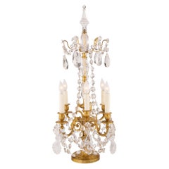 French 19th Century Louis XVI St. Ormolu and Baccarat Crystal Girandole Lamp