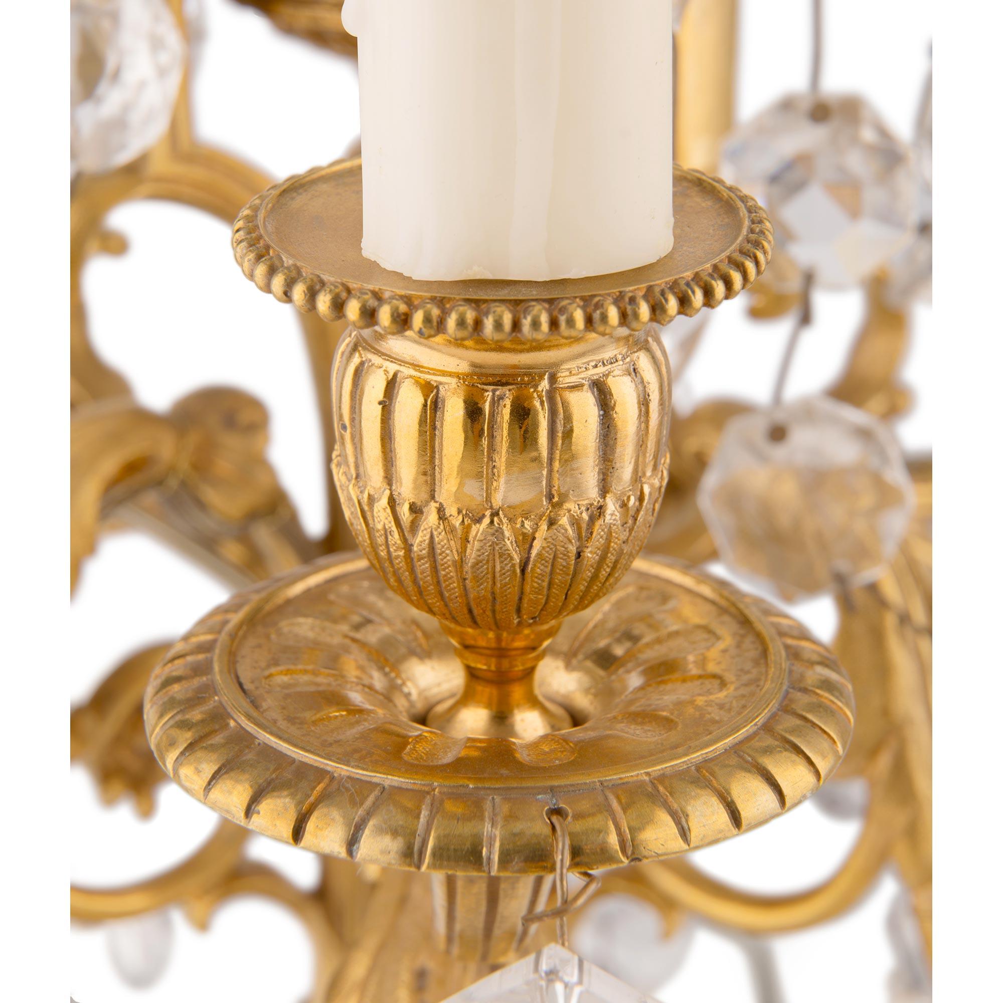 French 19th Century Louis XVI St. Ormolu and Baccarat Crystal Girandole Lamp For Sale 2