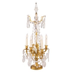 Antique French 19th Century Louis XVI St. Ormolu and Baccarat Crystal Girandole Lamp