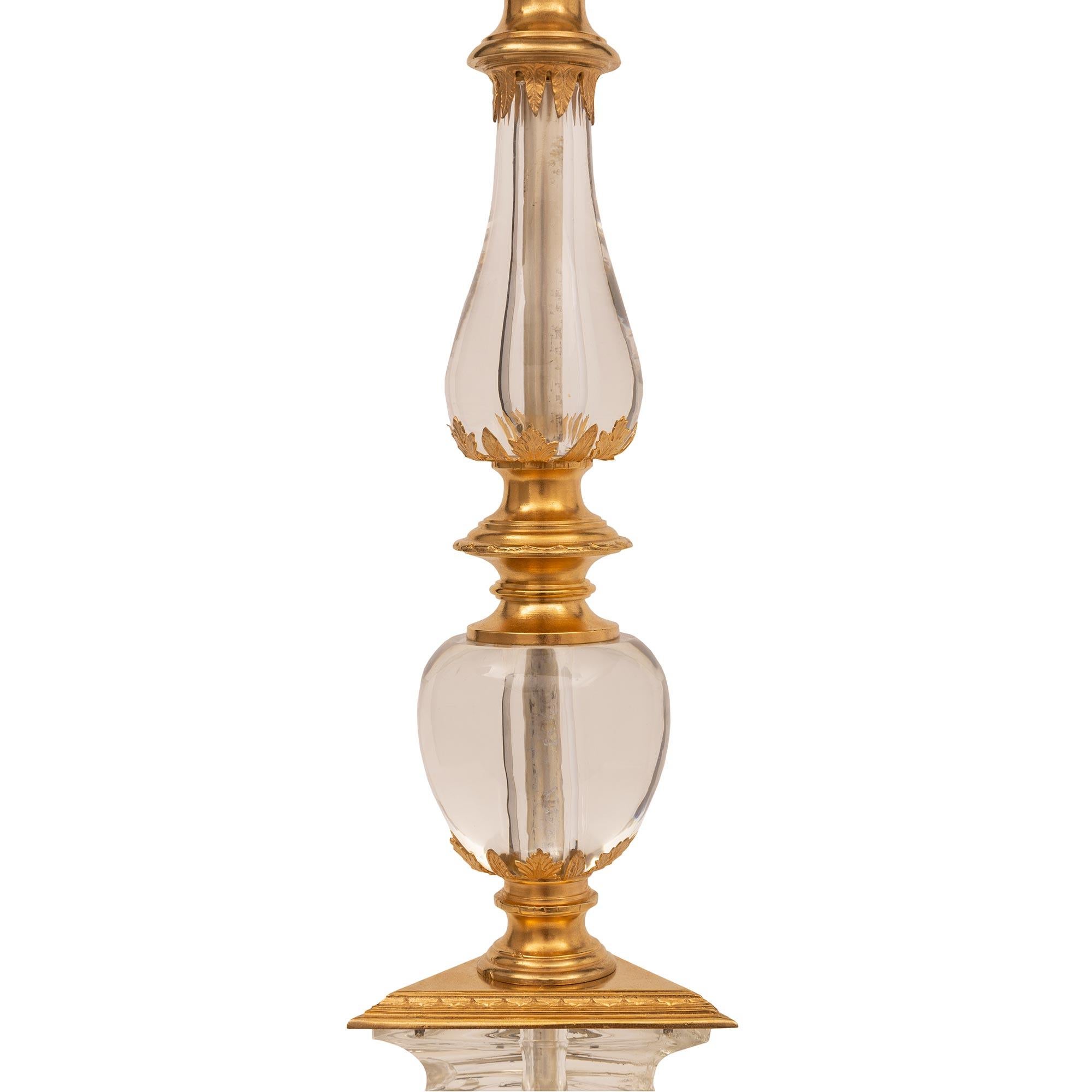 French 19th Century Louis XVI St. Ormolu and Baccarat Crystal Lamp In Good Condition For Sale In West Palm Beach, FL