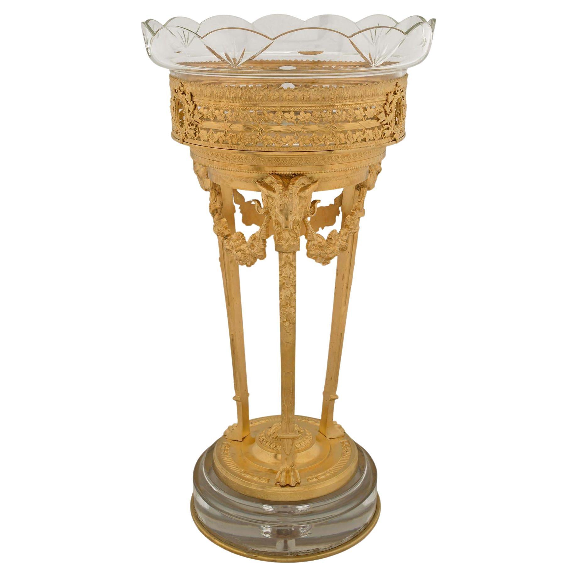 French 19th Century Louis XVI St. Ormolu and Baccarat Crystal Présentoire For Sale