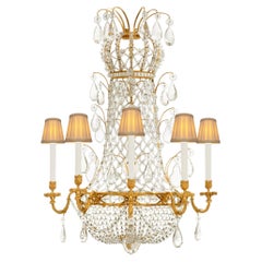 French 19th century Louis XVI st. Ormolu and Baccarat Crystal sconce