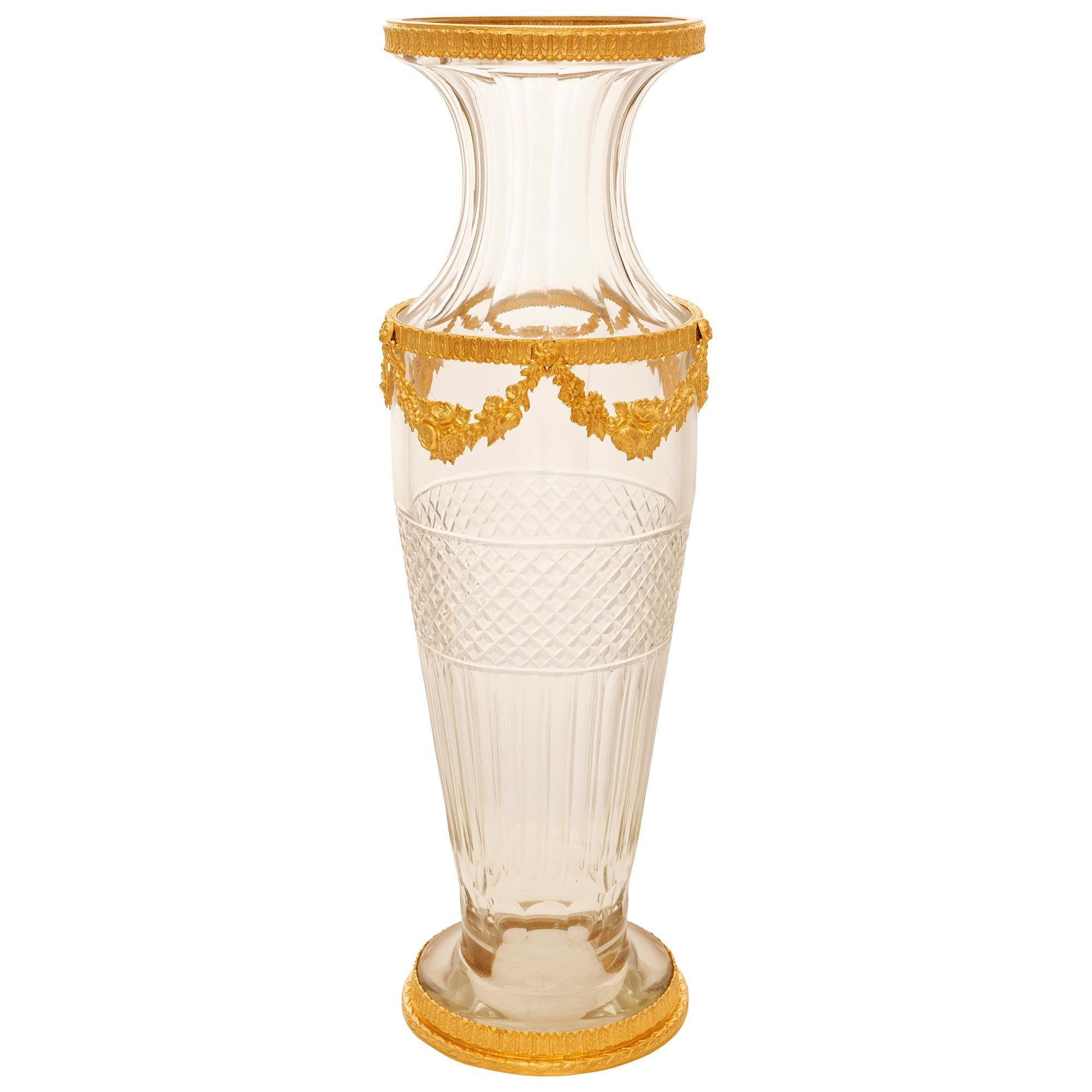 French 19th Century Louis XVI St. Ormolu and Baccarat Crystal Vase For Sale 1
