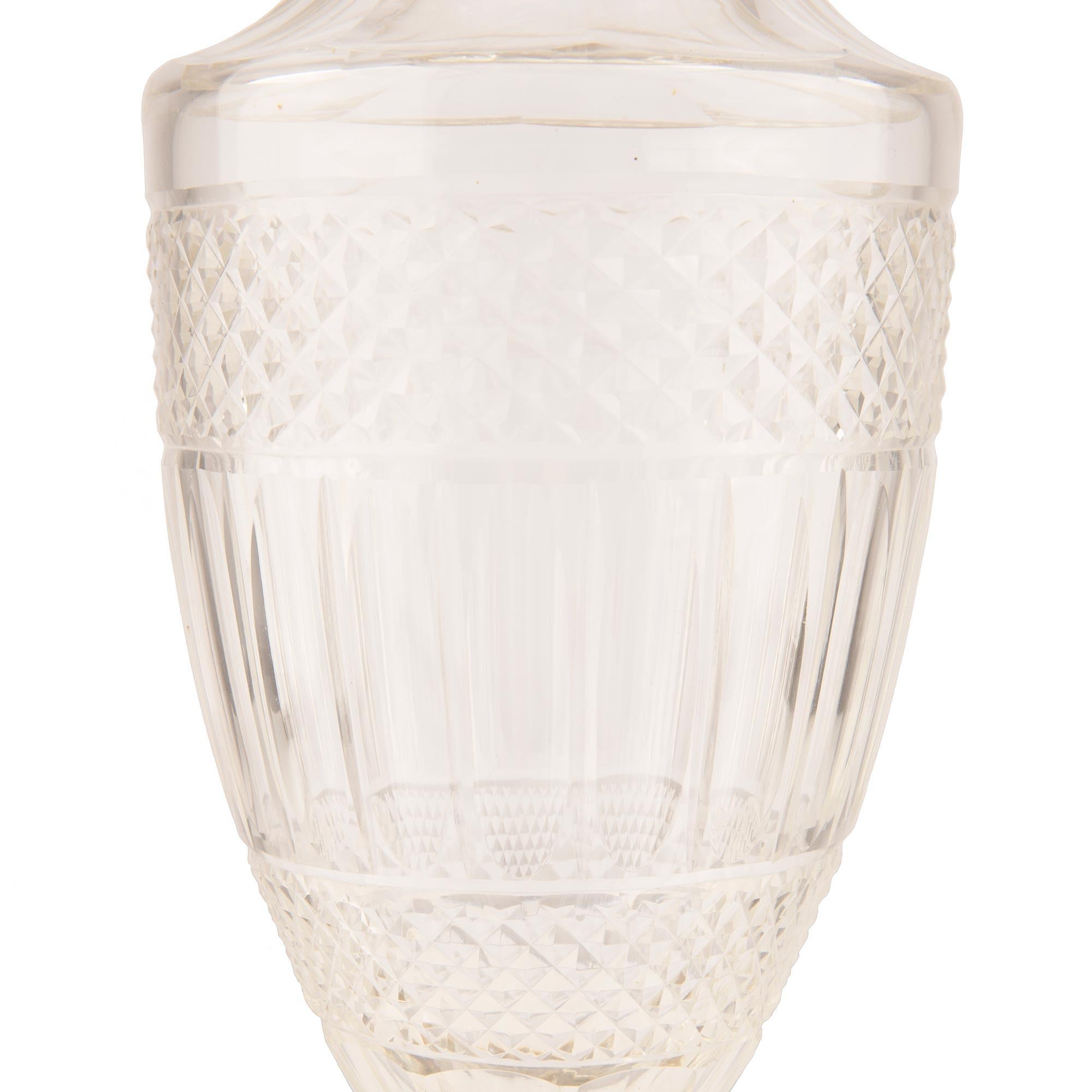 French 19th Century Louis XVI St. Ormolu and Baccarat Crystal Vase For Sale 2