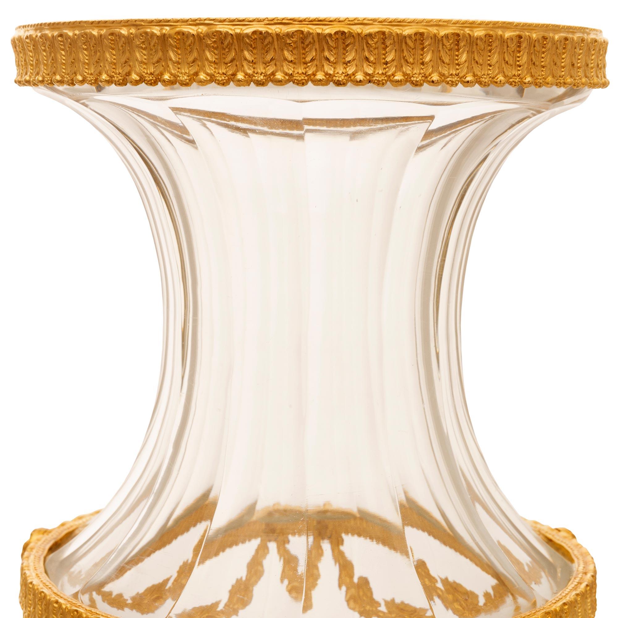 French 19th Century Louis XVI St. Ormolu and Baccarat Crystal Vase For Sale 2