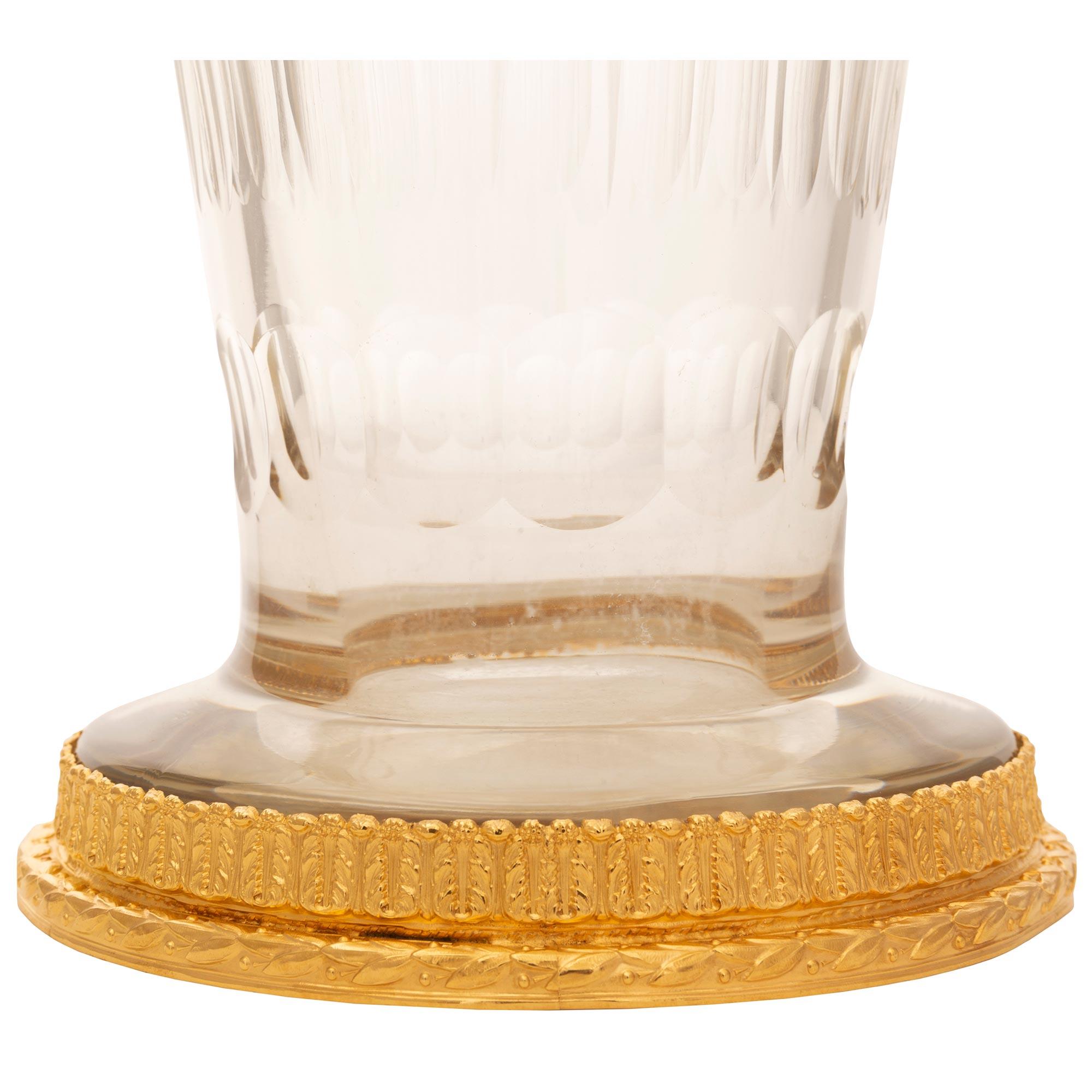French 19th Century Louis XVI St. Ormolu and Baccarat Crystal Vase For Sale 6