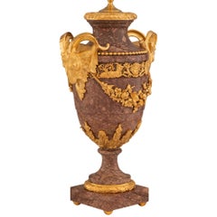 French 19th Century Louis XVI St. Ormolu And Breccia Marble Lamps