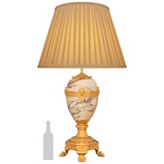 French 19th century Louis XVI st. Ormolu and Breche Violette marble lamp