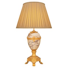 French 19th century Louis XVI st. Ormolu and Breche Violette marble lamp