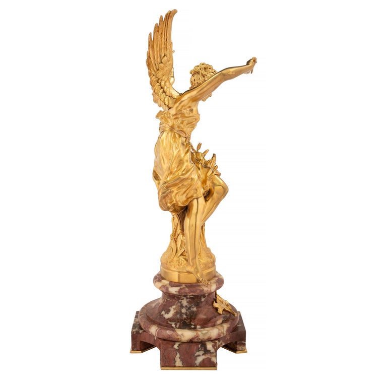 French 19th Century Louis XVI St. Ormolu and Brèche Violette Marble Statue In Good Condition For Sale In West Palm Beach, FL