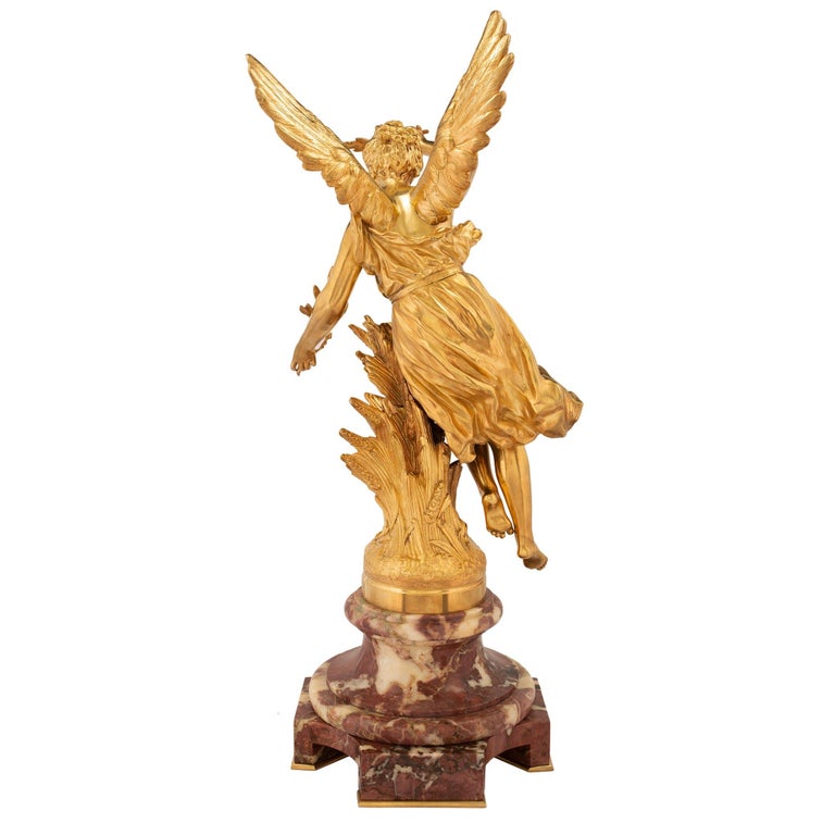 French 19th Century Louis XVI St. Ormolu and Brèche Violette Marble Statue For Sale 1