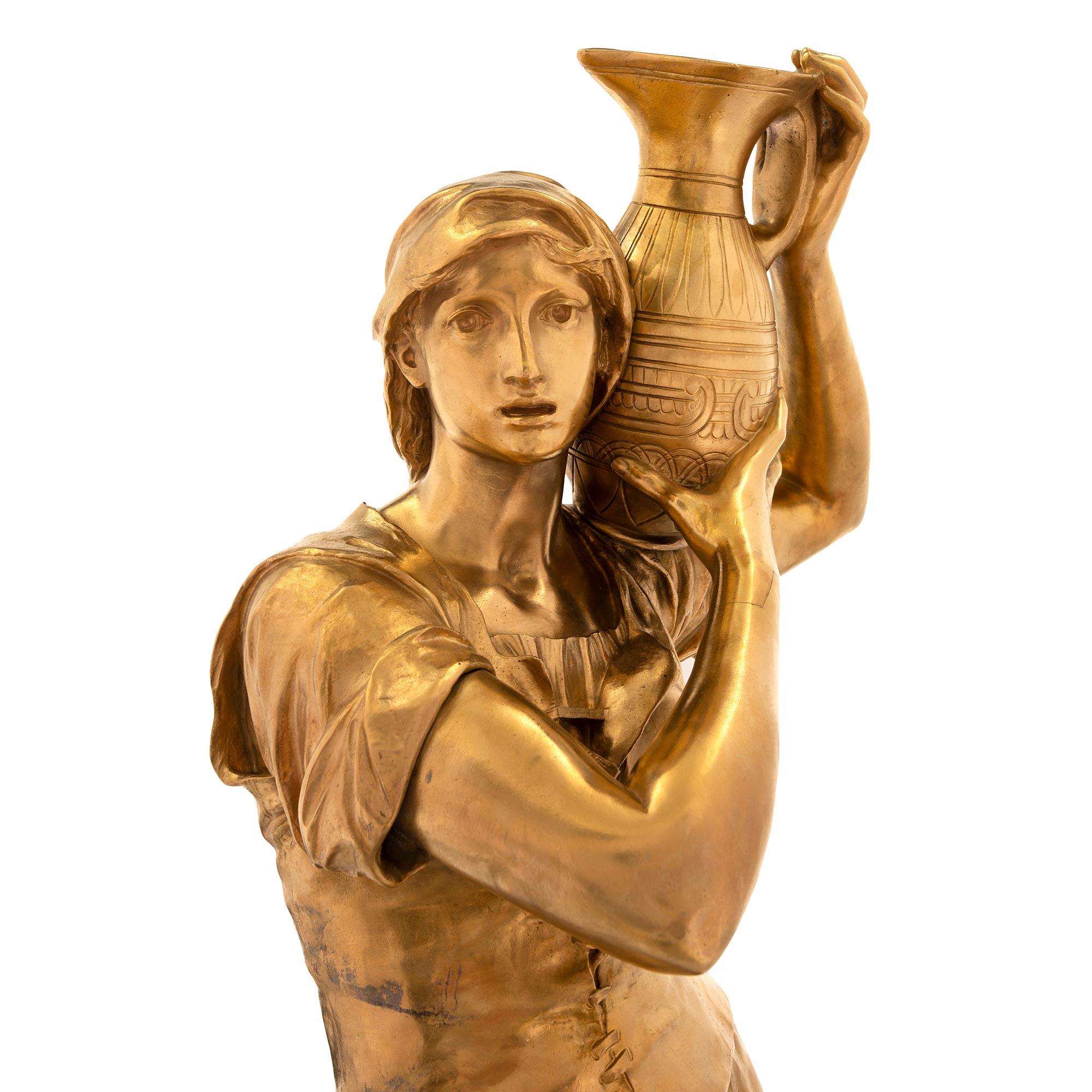 Bronze Statue française du XIXe siècle de style Louis XVI en bronze doré et bronze, signée J. Gautherin en vente