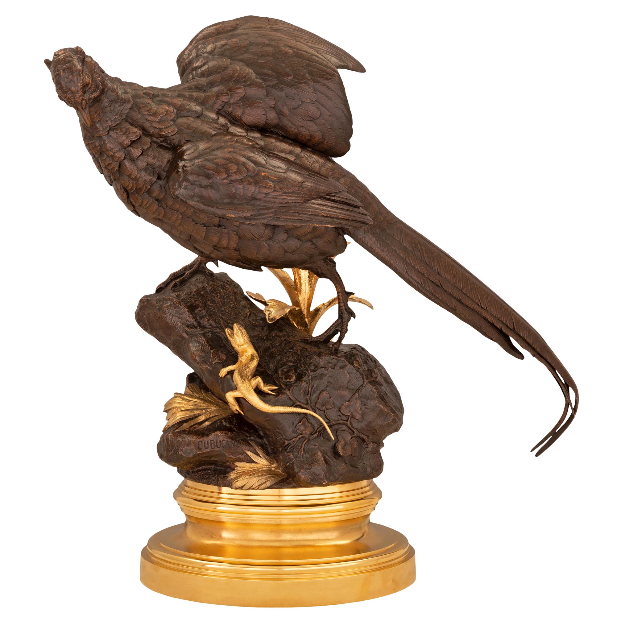 French 19th Century Louis XVI St. Ormolu and Bronze Statue of a Pheasant