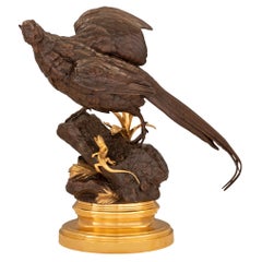 French 19th Century Louis XVI St. Ormolu and Bronze Statue of a Pheasant