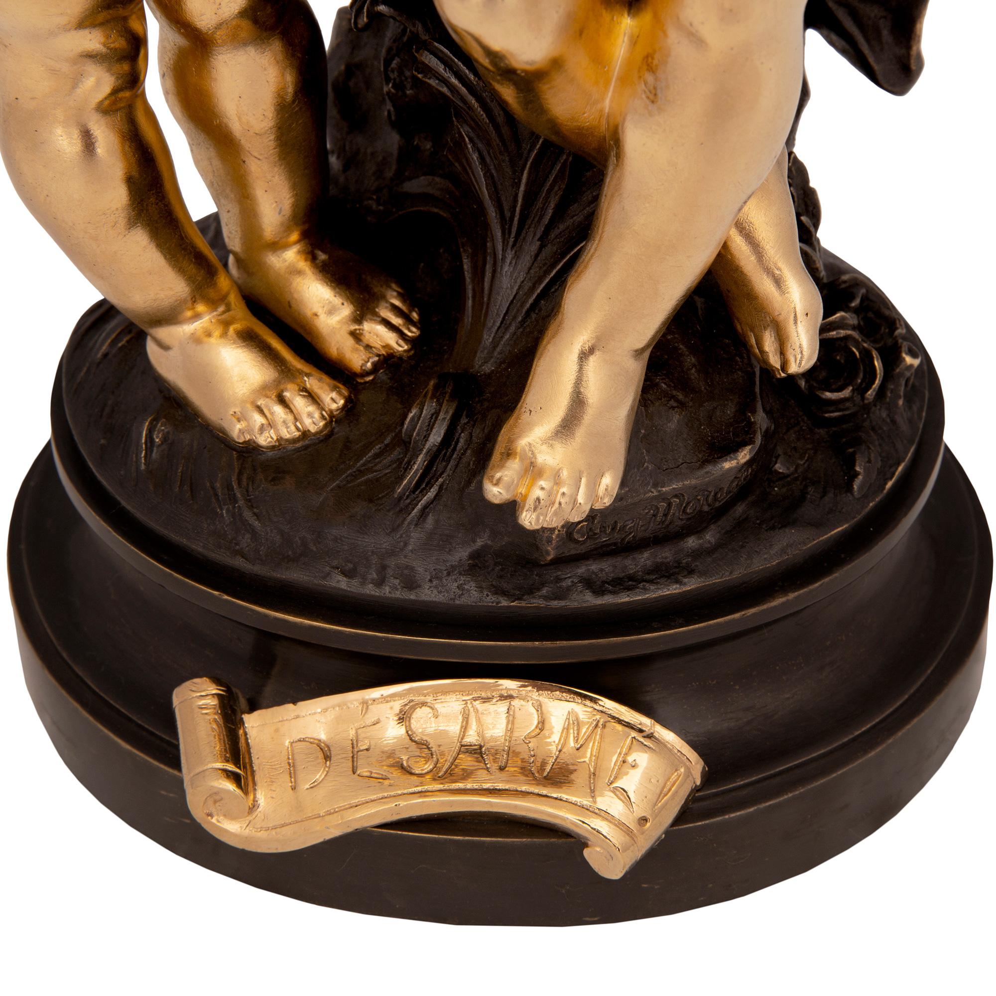 Statue française du XIXe siècle de style Louis XVI en bronze et bronze doré, signée Moreau en vente 3