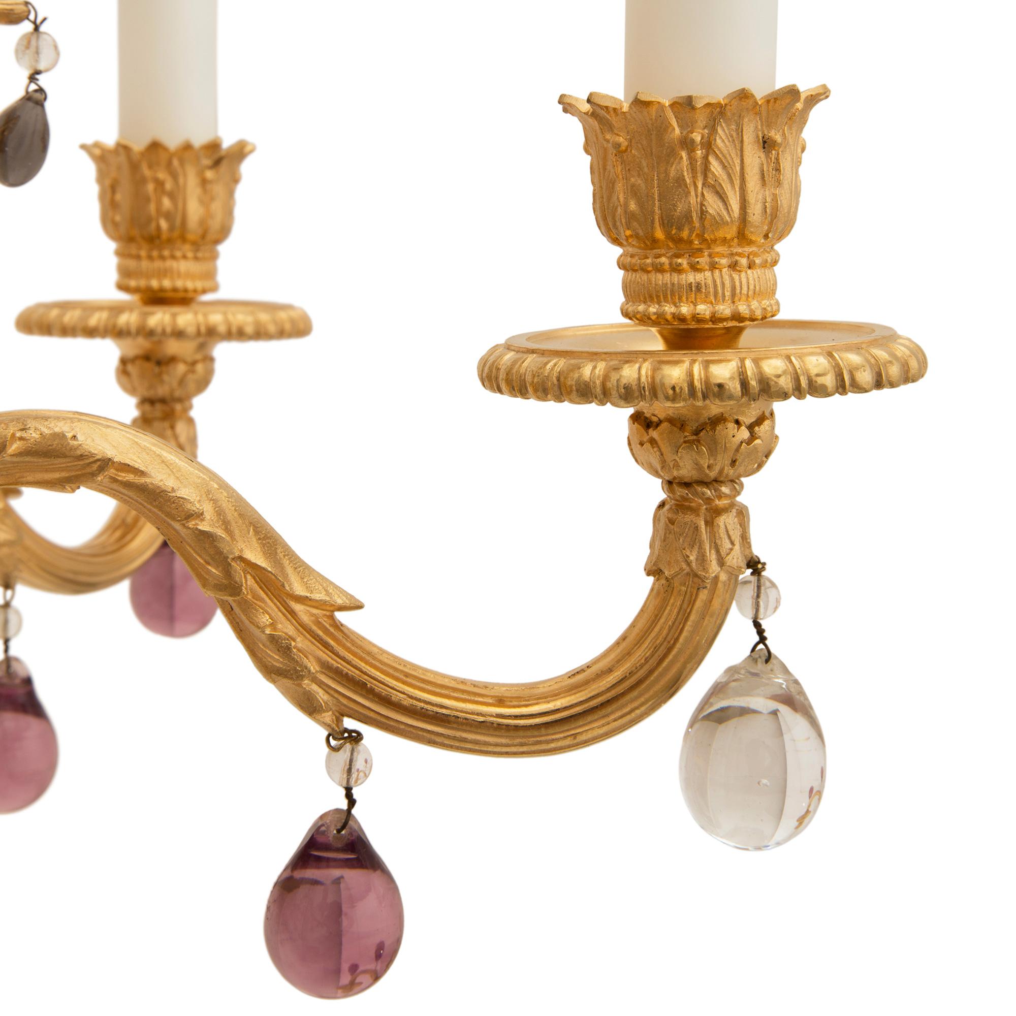 French 19th Century Louis XVI St. Ormolu and Crystal Chandelier For Sale 2
