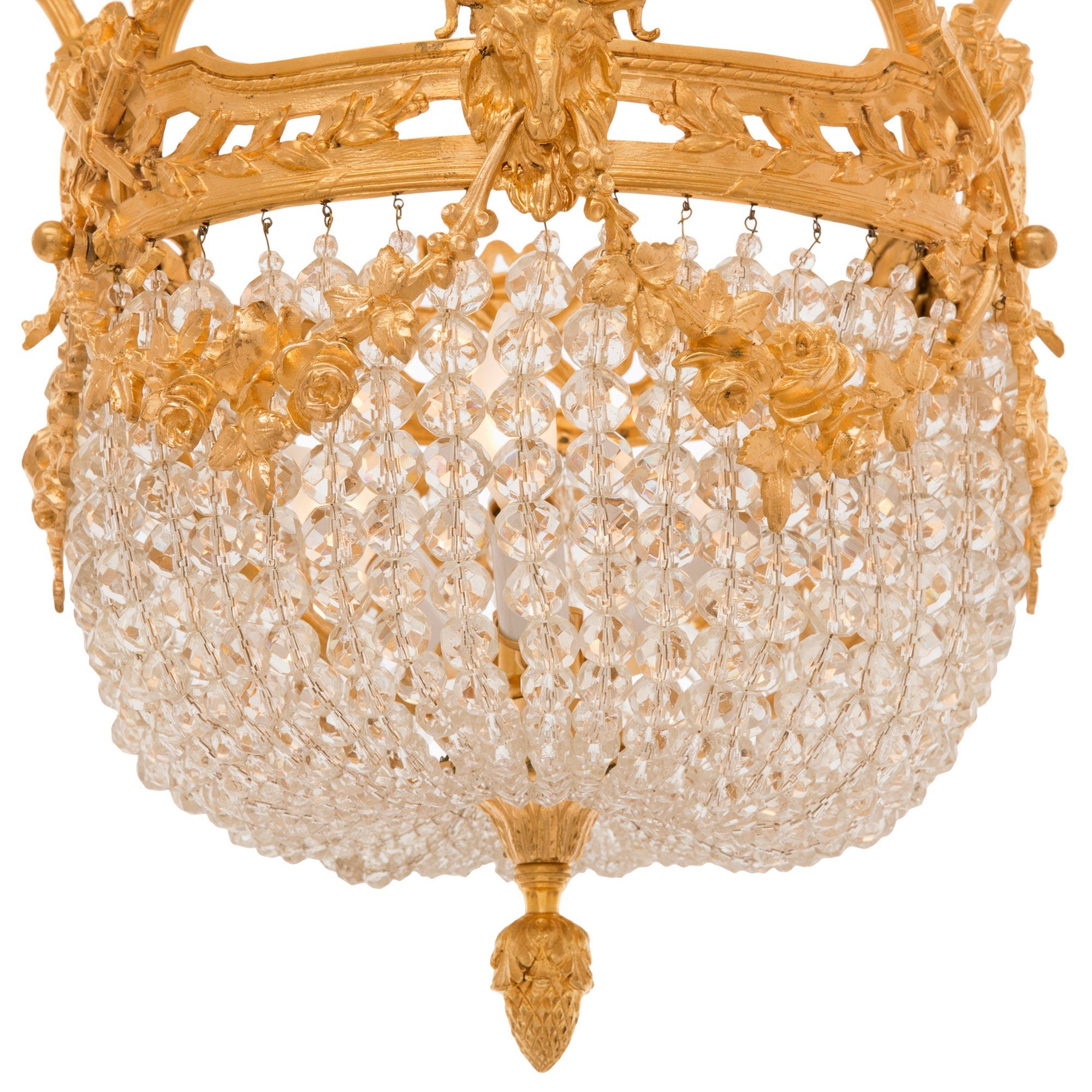 French, 19th Century Louis XVI St. Ormolu and Crystal Chandelier For Sale 3