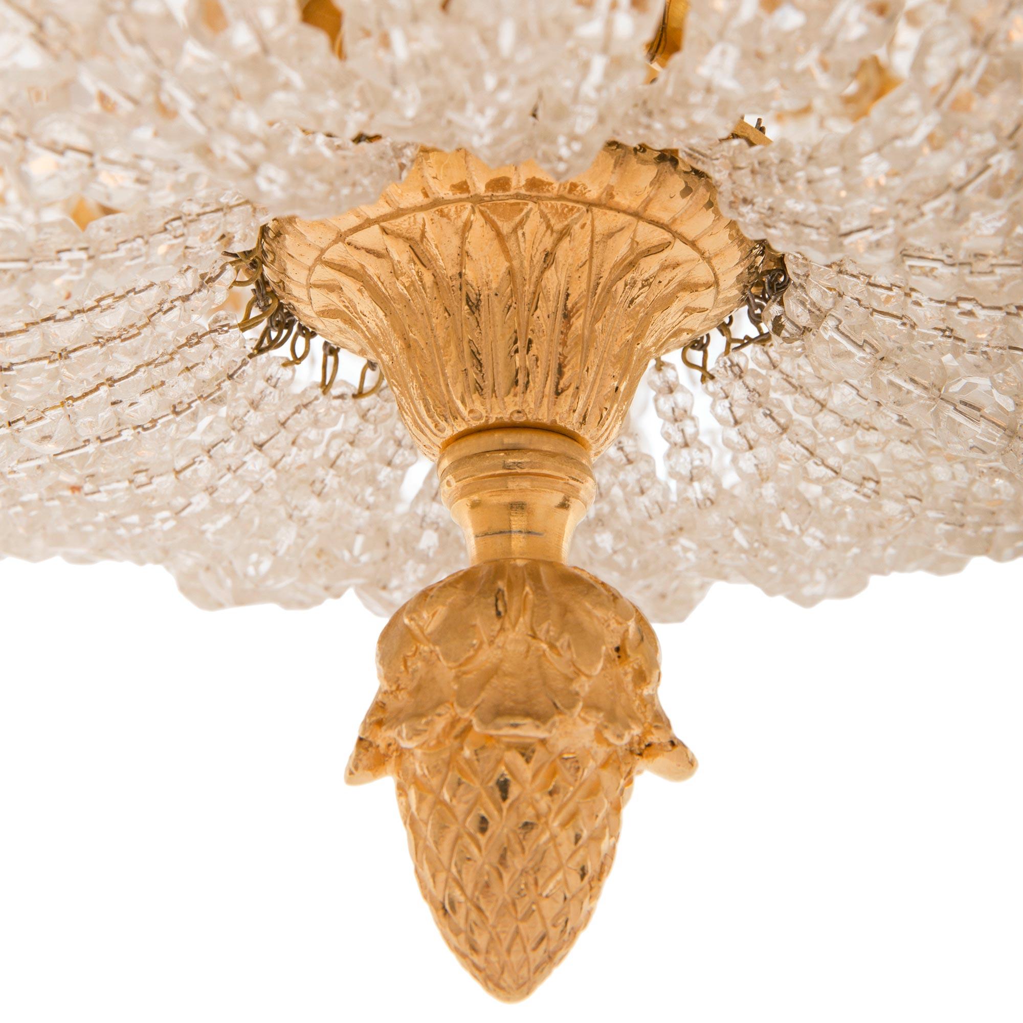French, 19th Century Louis XVI St. Ormolu and Crystal Chandelier For Sale 4