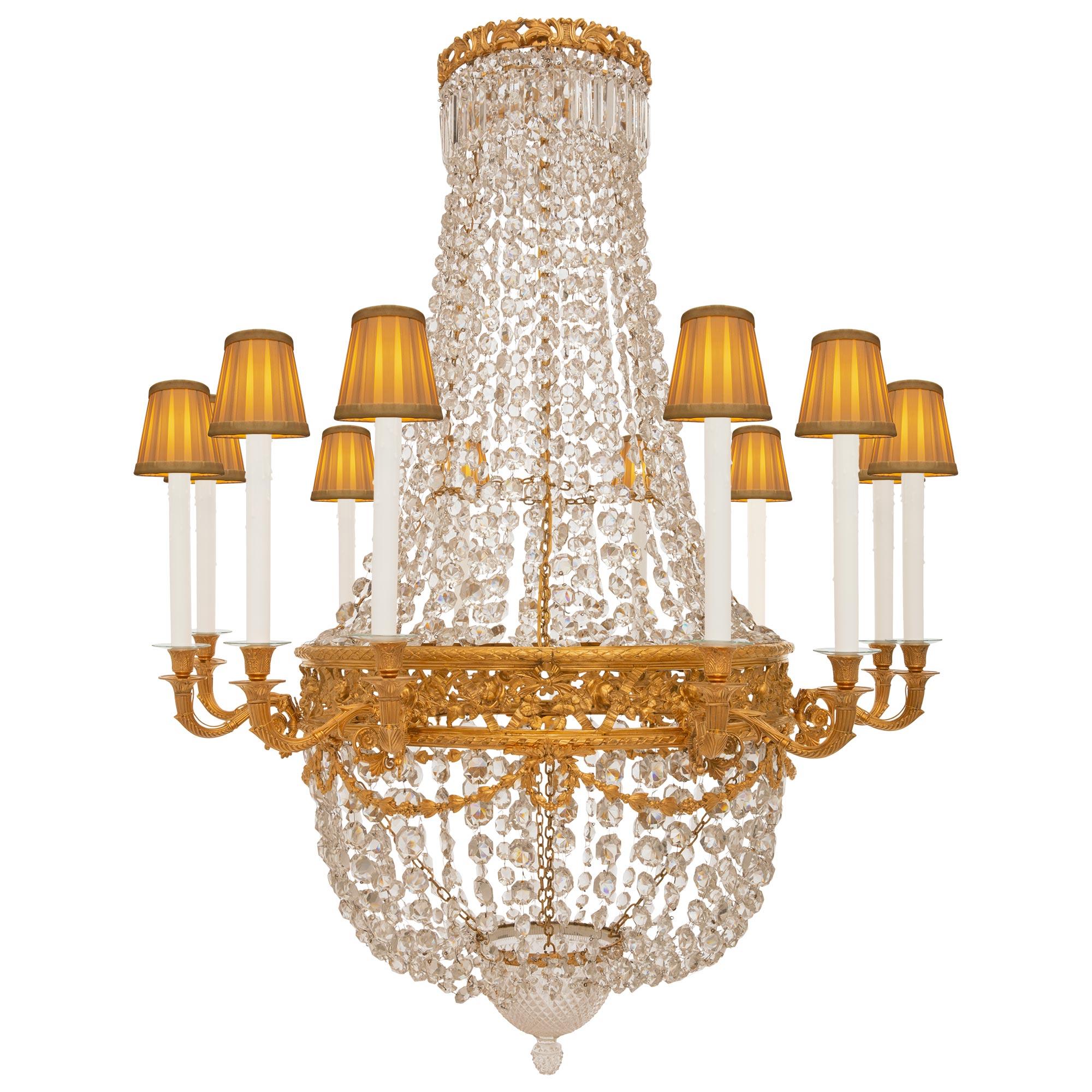 French 19th Century Louis XVI St. Ormolu And Crystal Chandelier For Sale 6