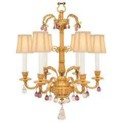 Lampadario francese del XIX secolo St. Louis Crystal e Ormolu