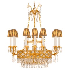 French 19th century Louis XVI st. Ormolu and Crystal chandelier