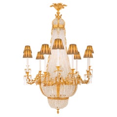 French 19th century Louis XVI st. Ormolu and Crystal chandelier