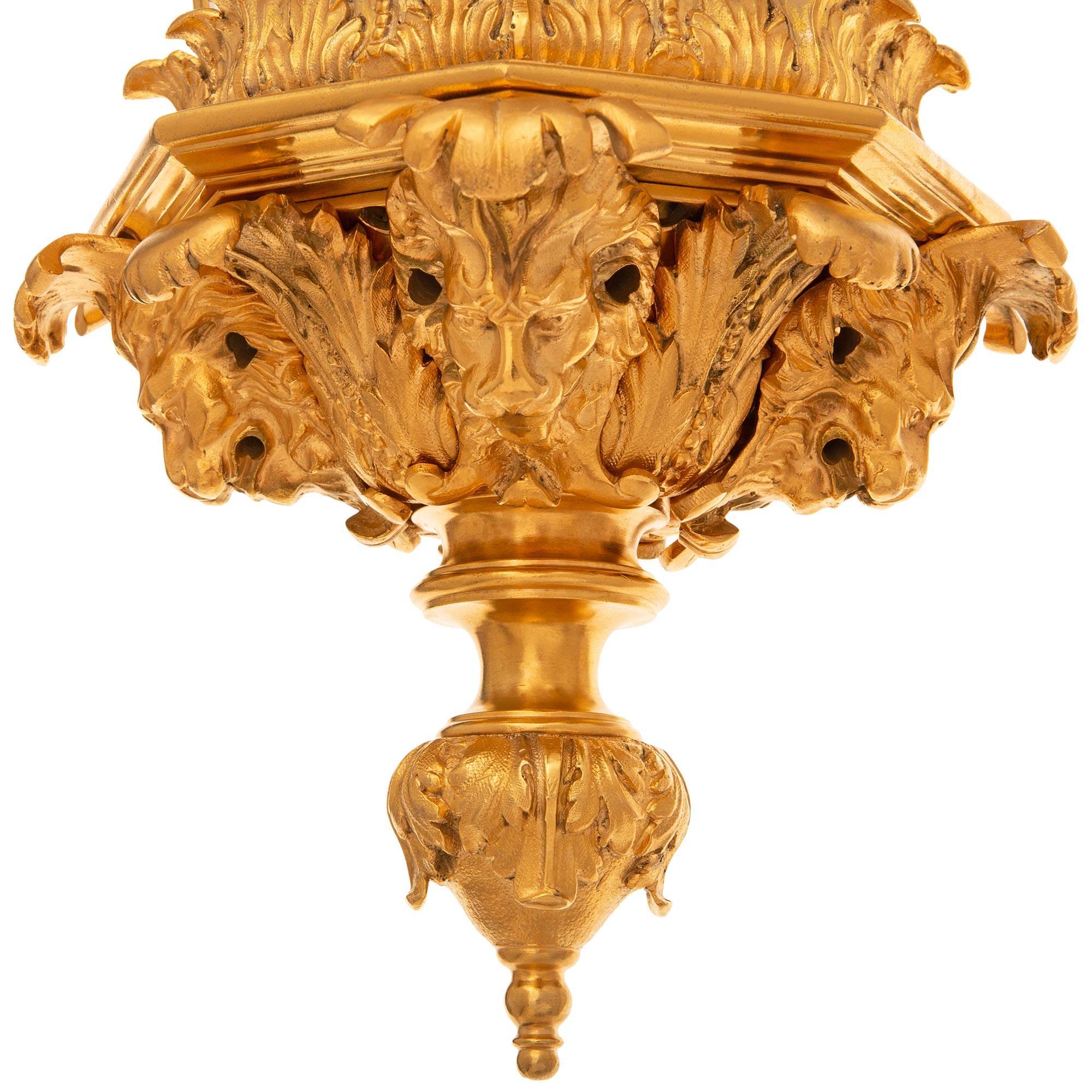 French 19th Century Louis XVI St. Ormolu And Crystal Lantern For Sale 5