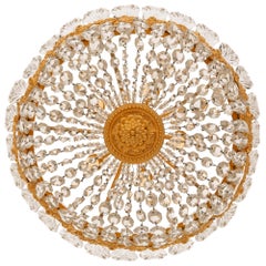French 19th Century Louis XVI St. Ormolu And Crystal Plafonnier Chandelier