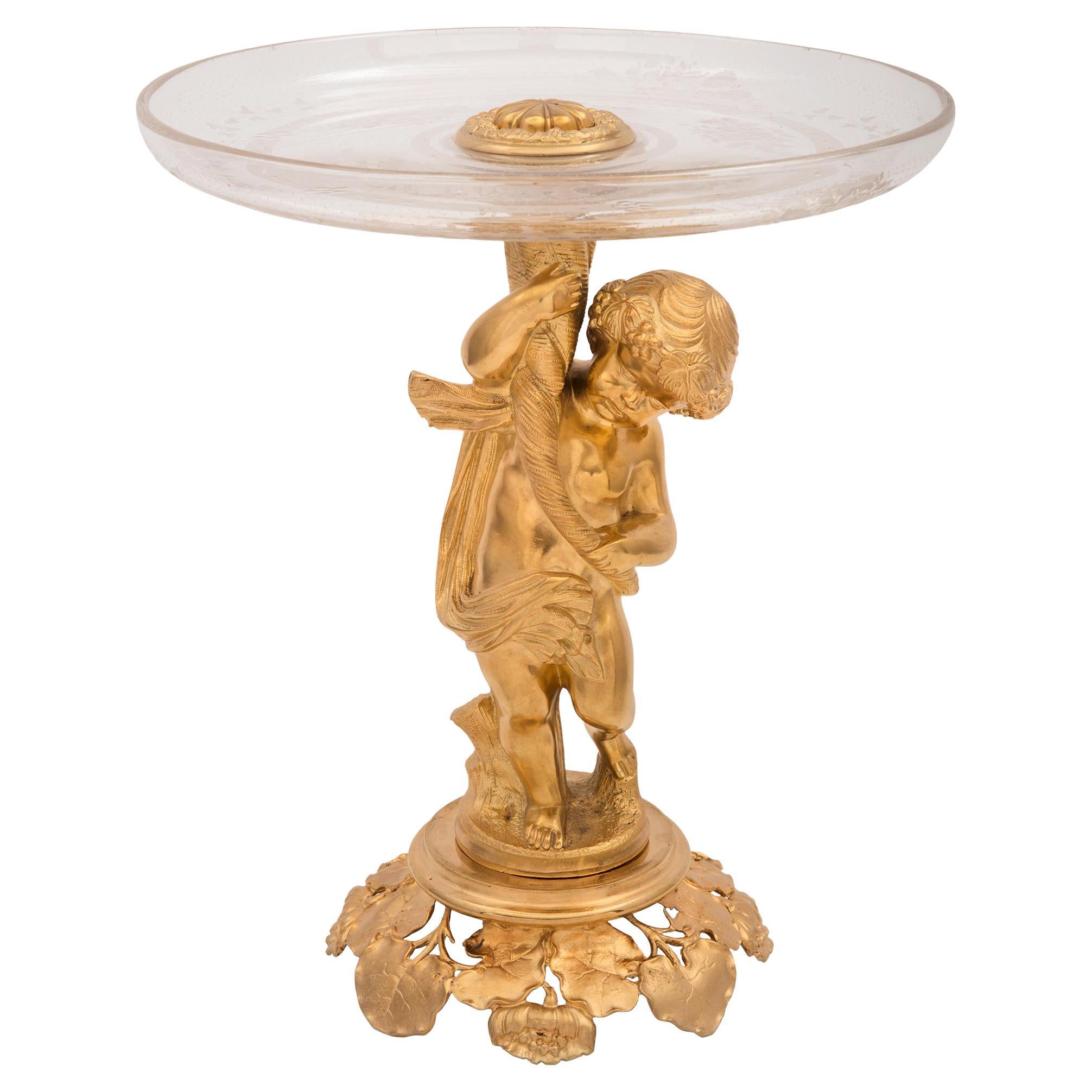 French 19th Century Louis XVI St. Ormolu and Crystal Presentoir Centerpiece